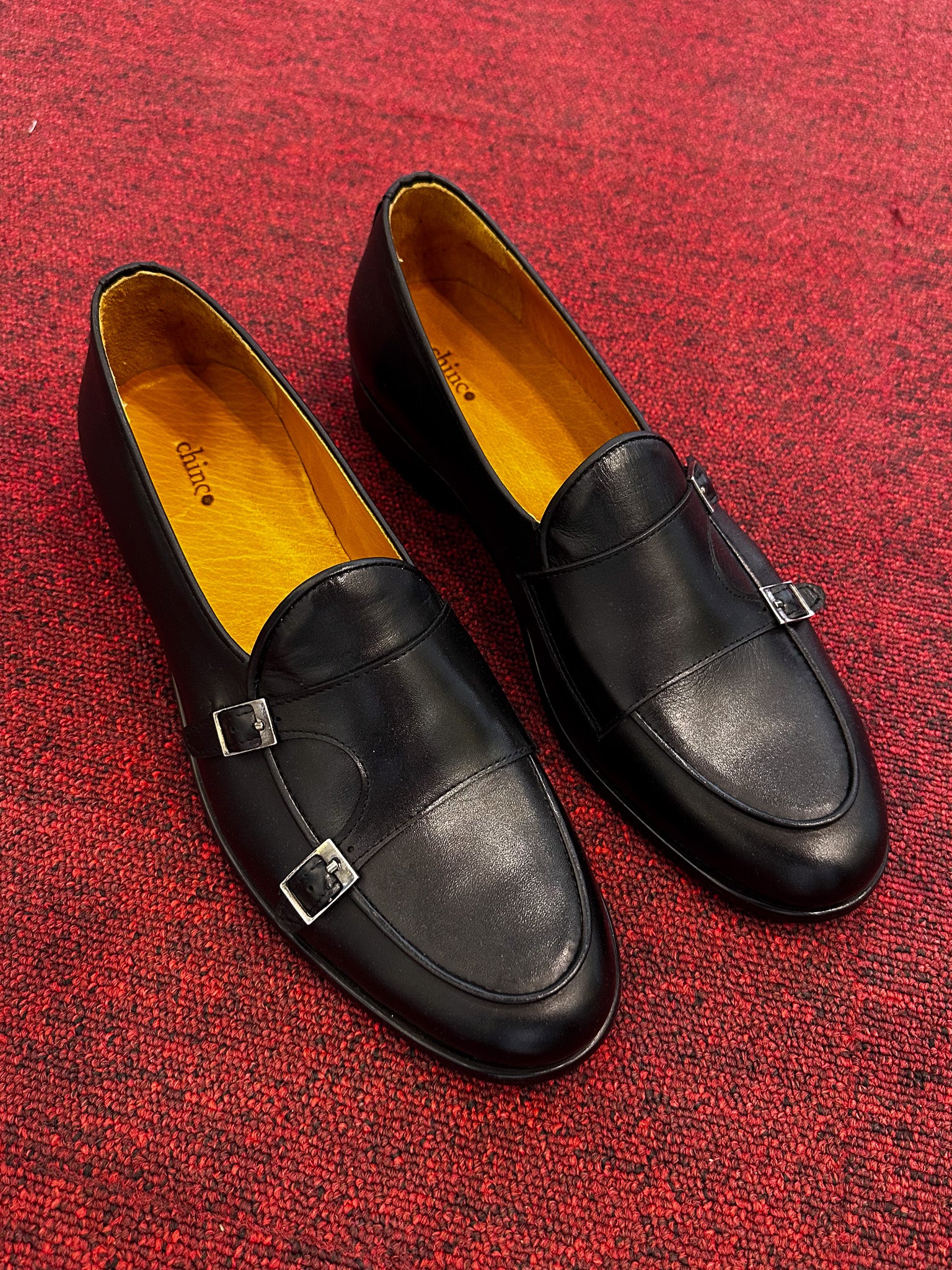 Double monk leather loafers - Black