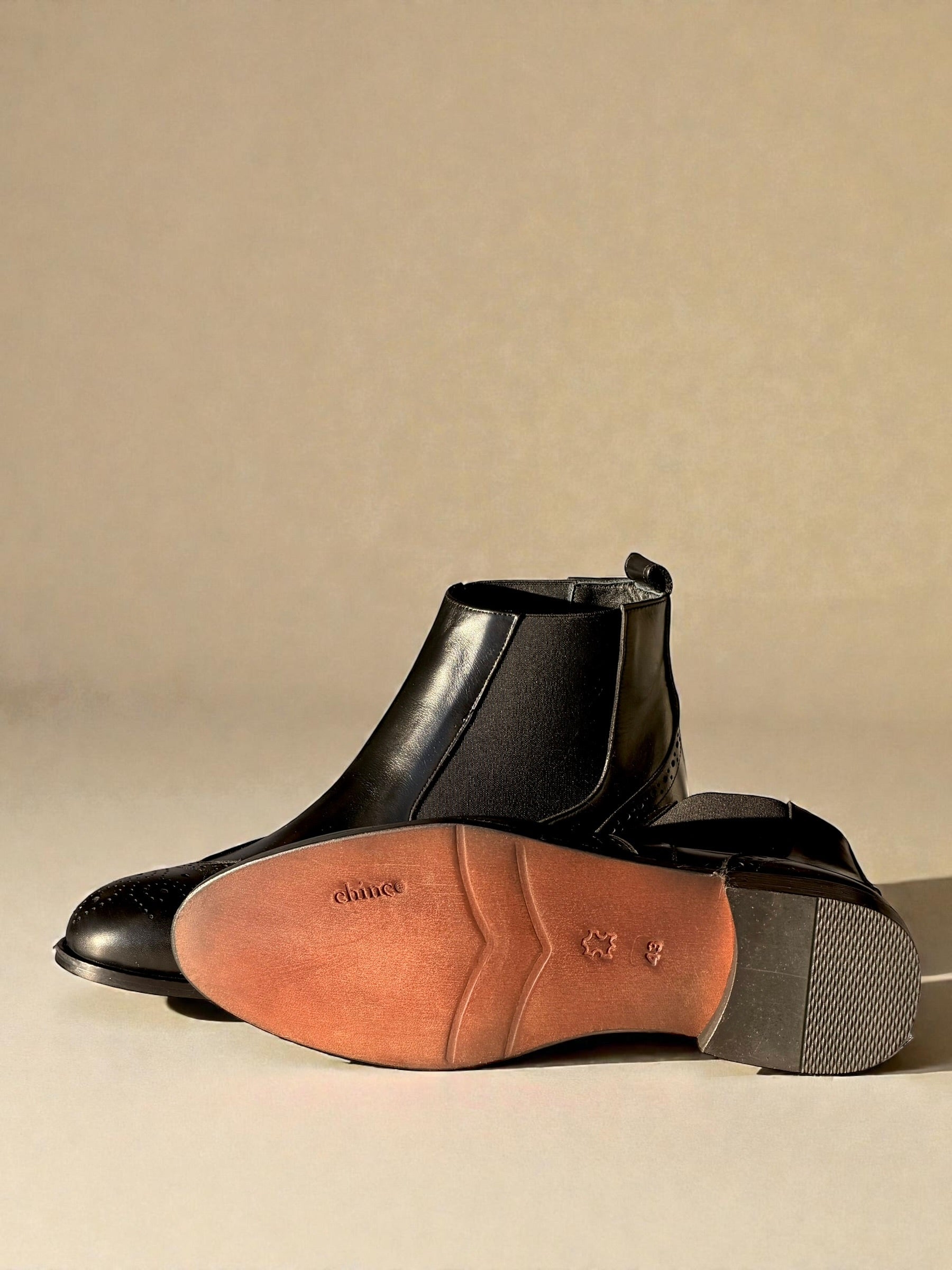 brouge chelsea boots-Black