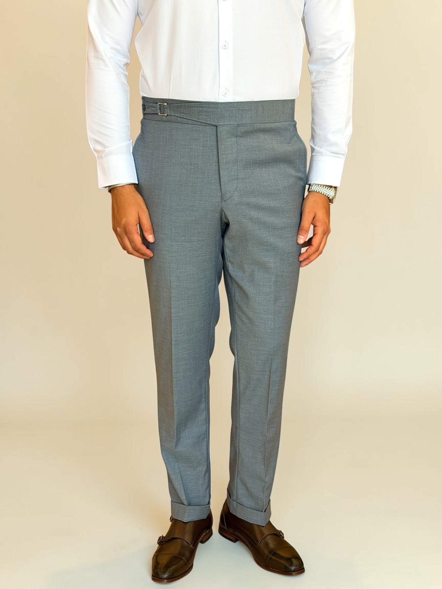 One side stripe gurkha trousers - Blue