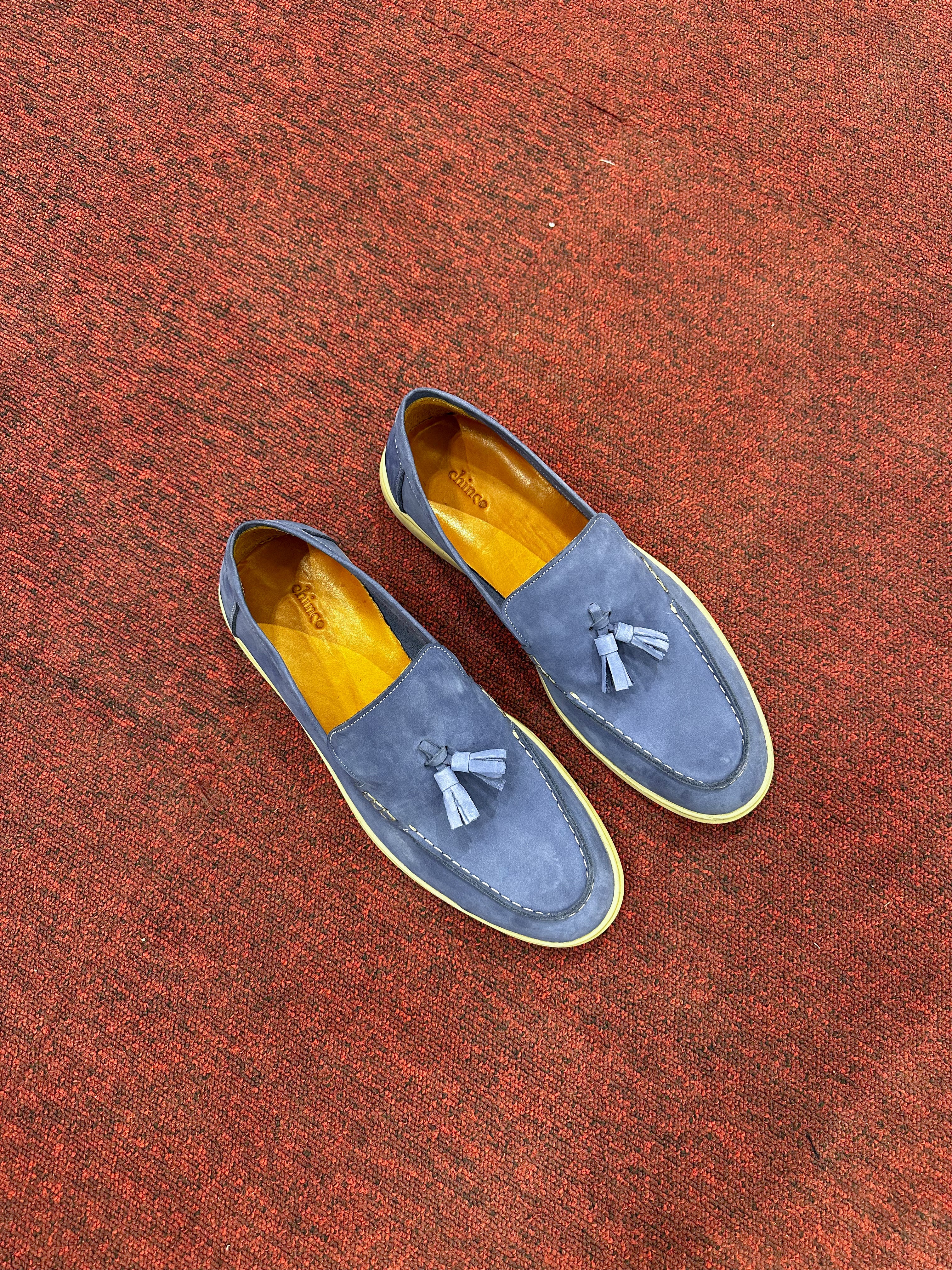 Tassels Suede loafers -BABY BLUE