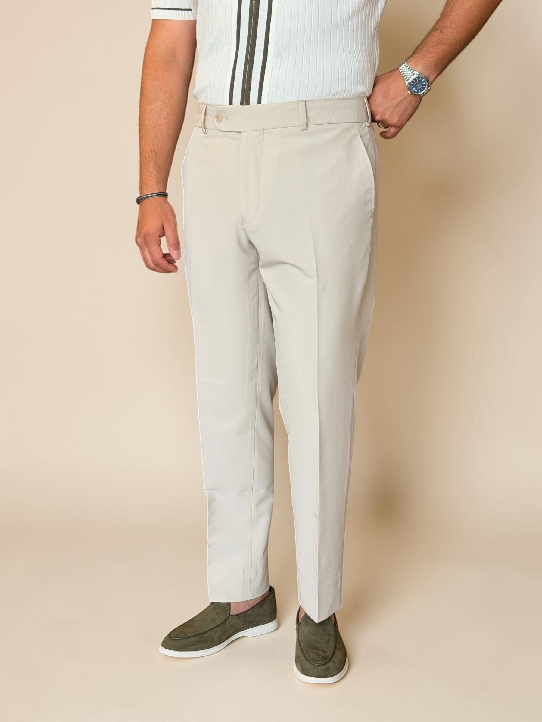 Tailored Lycra Trousers - off white