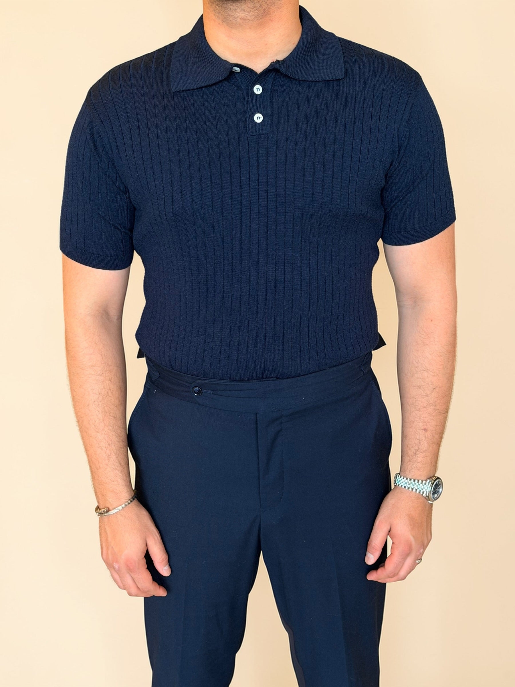 Rip polo Knitwear  - Navy
