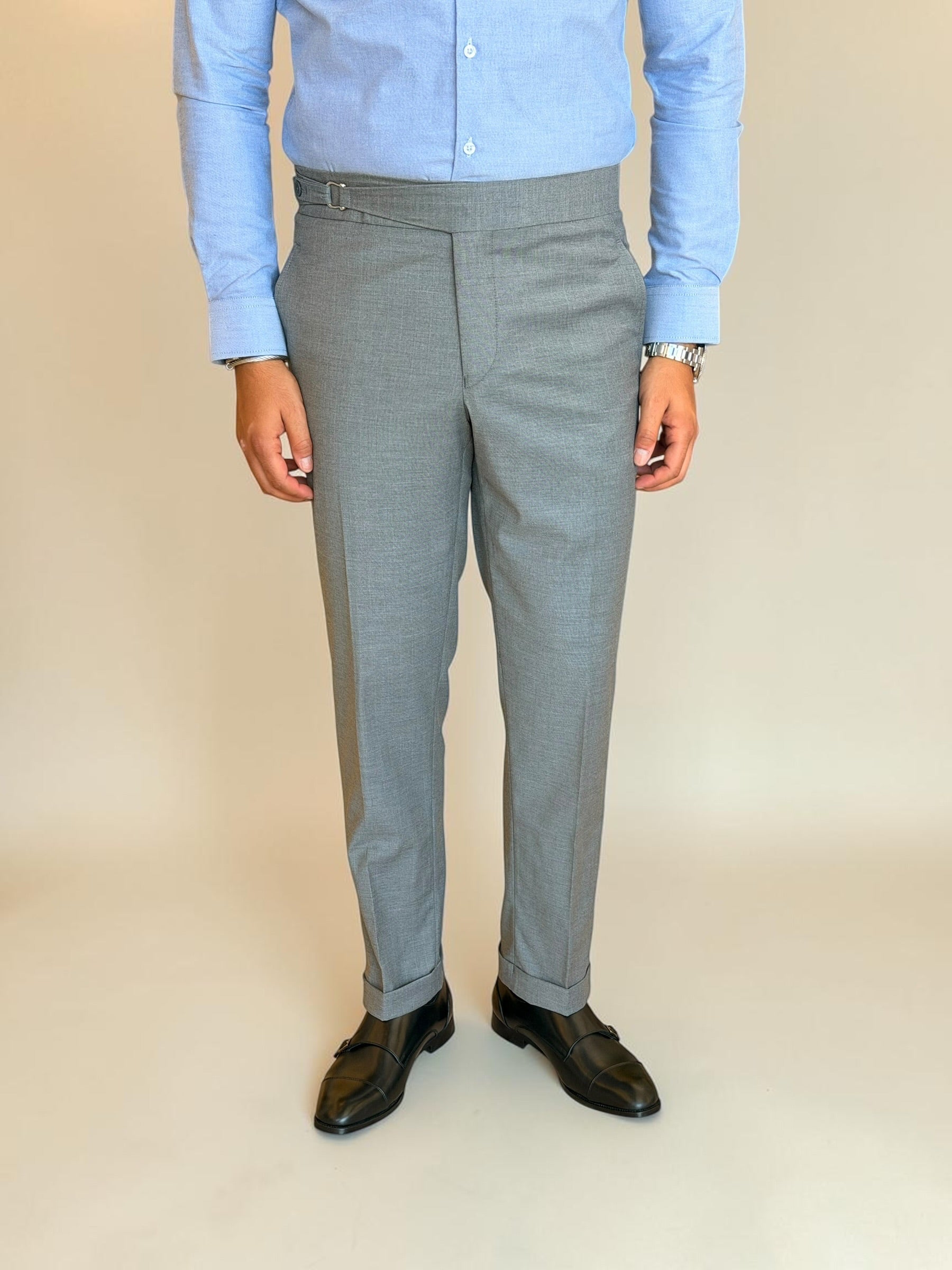 One side stripe gurkha trousers - Gray