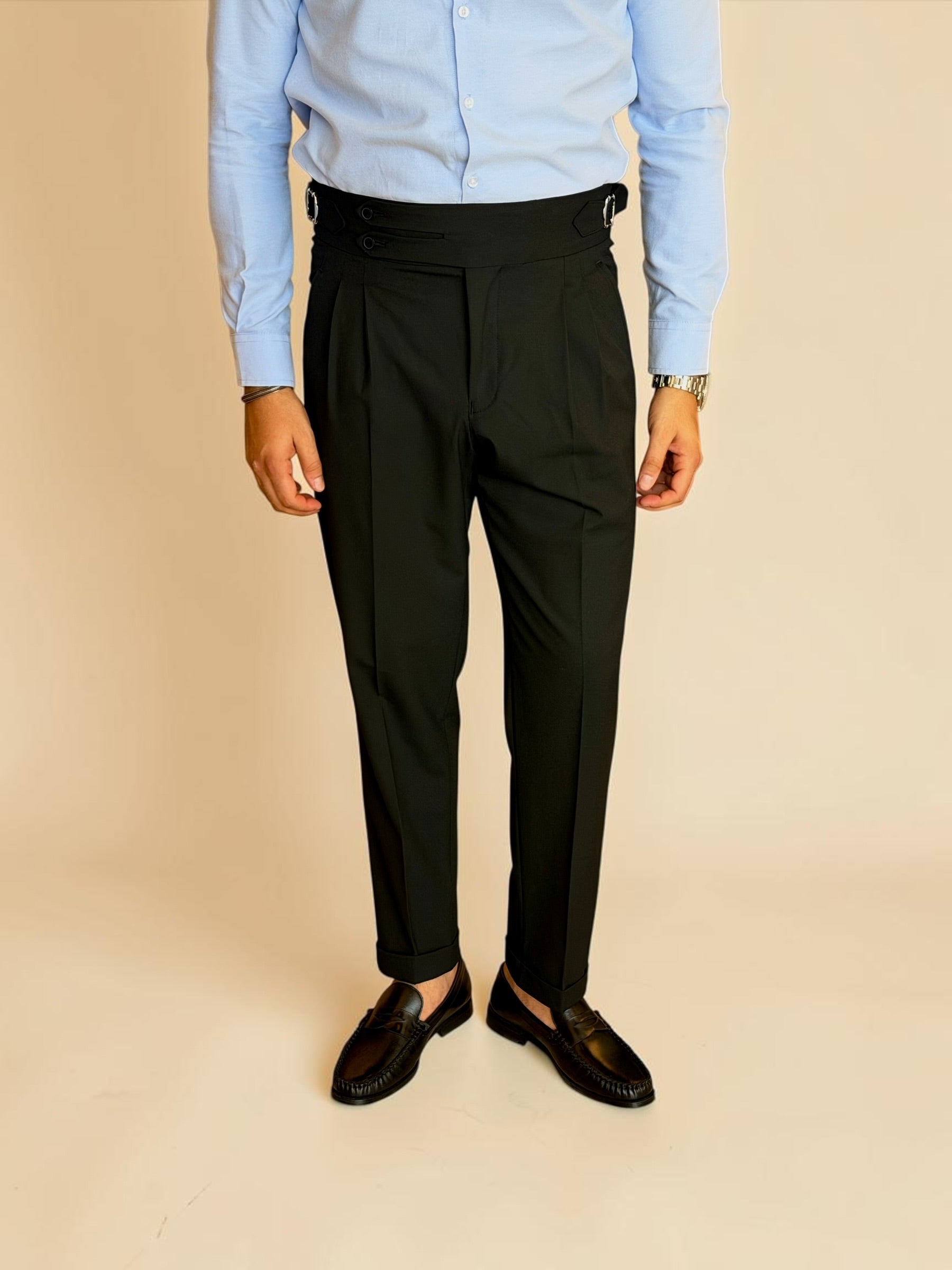 Double-Belt Gurkha Trousers - Black