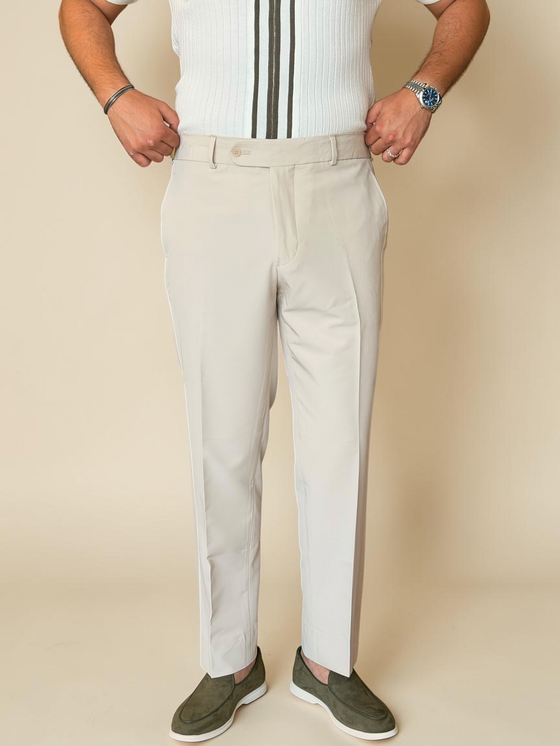 Tailored Lycra Trousers - off white
