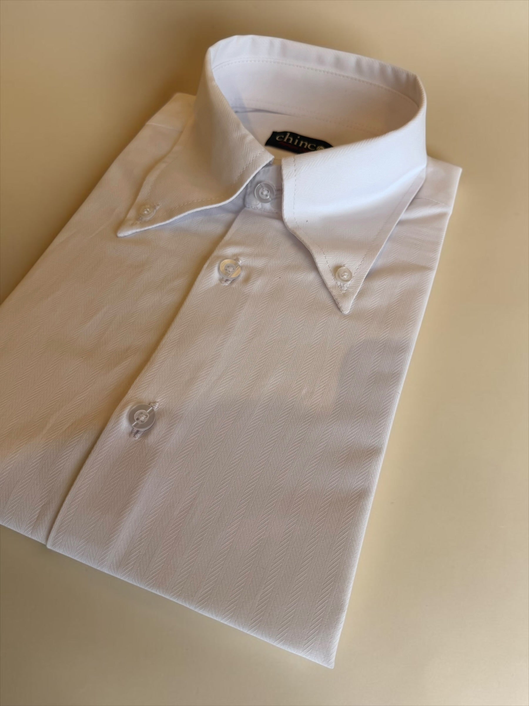 Herringbone small pattern classic Shirt – white