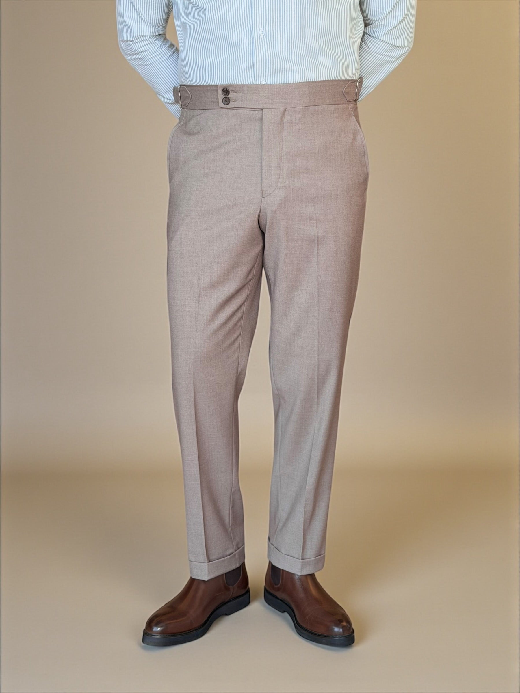 Double button chino trouser - Cacao