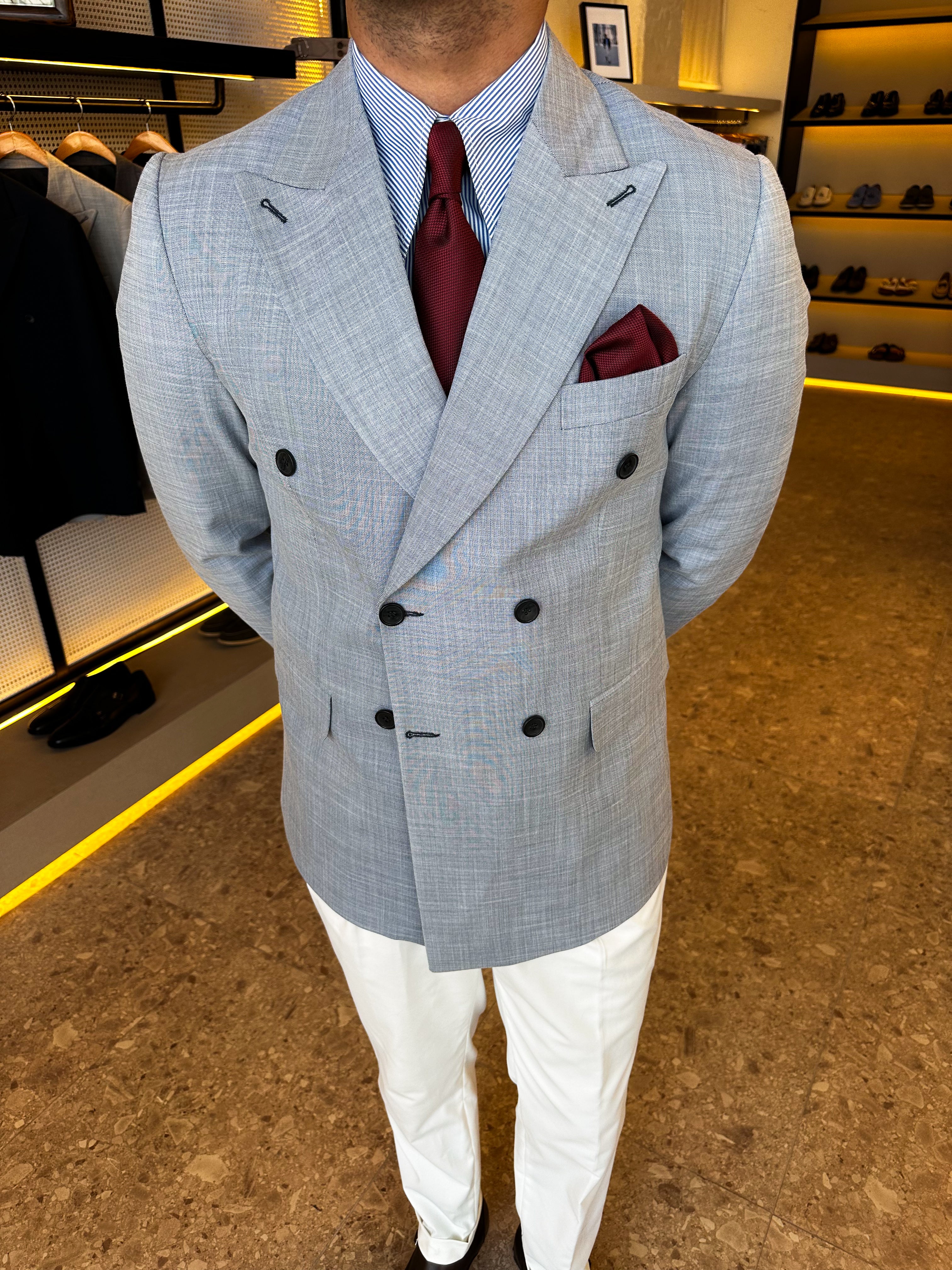 Double breasted blazer - baby blue