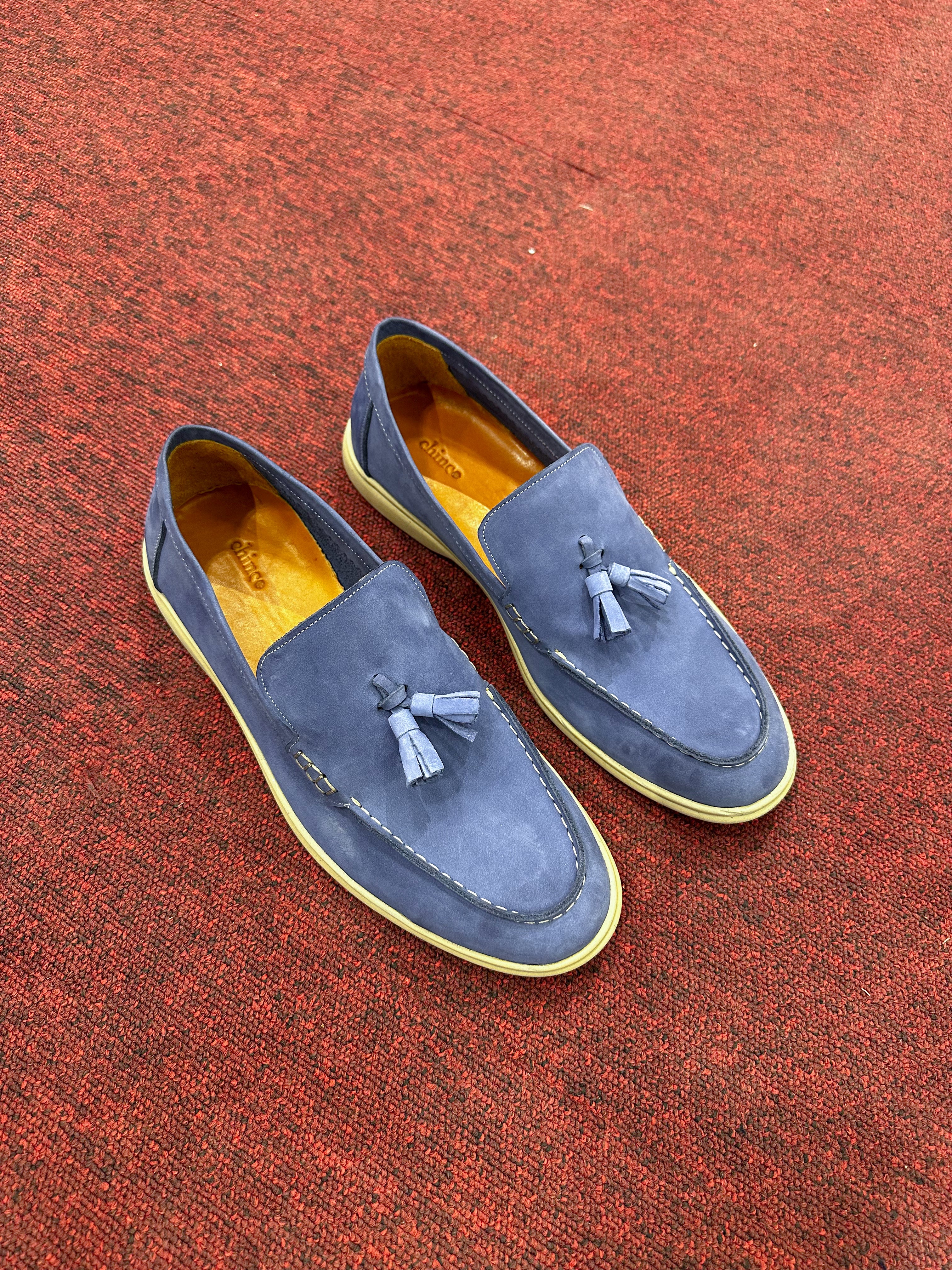 Tassels Suede loafers -BABY BLUE