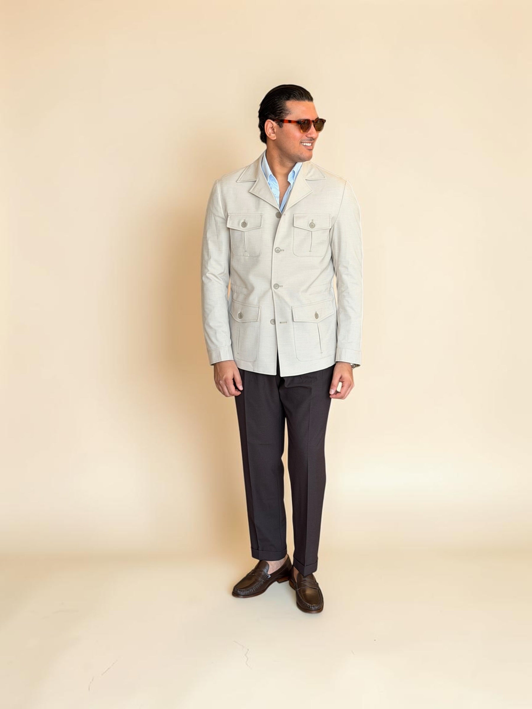 Safari hidden belt Jacket - Beige