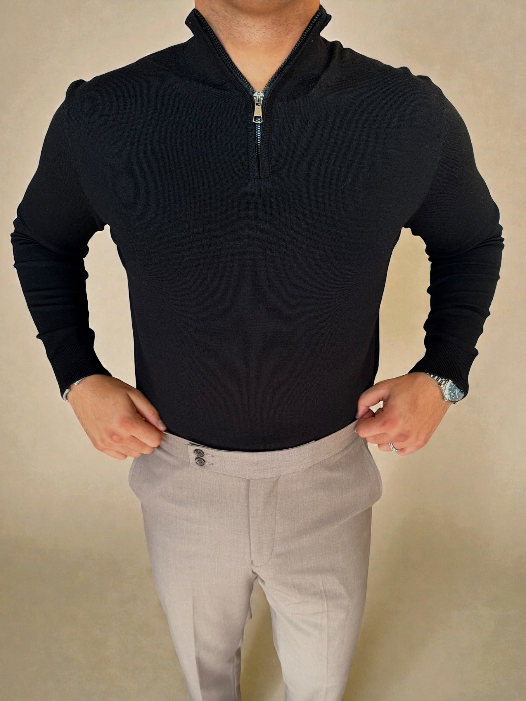 Knitwear Quarter zipper - Black