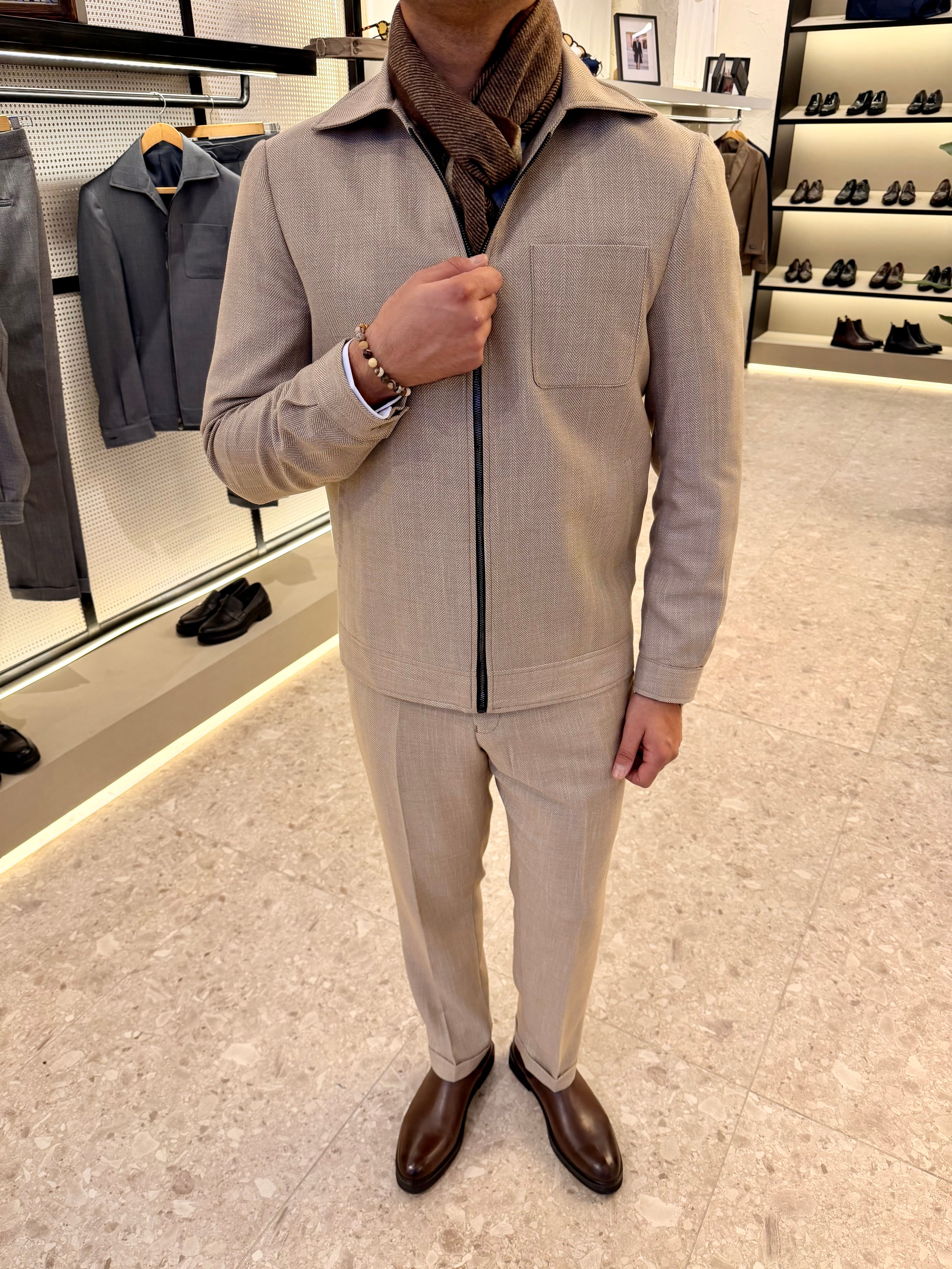 The Herringbone Set - Beige