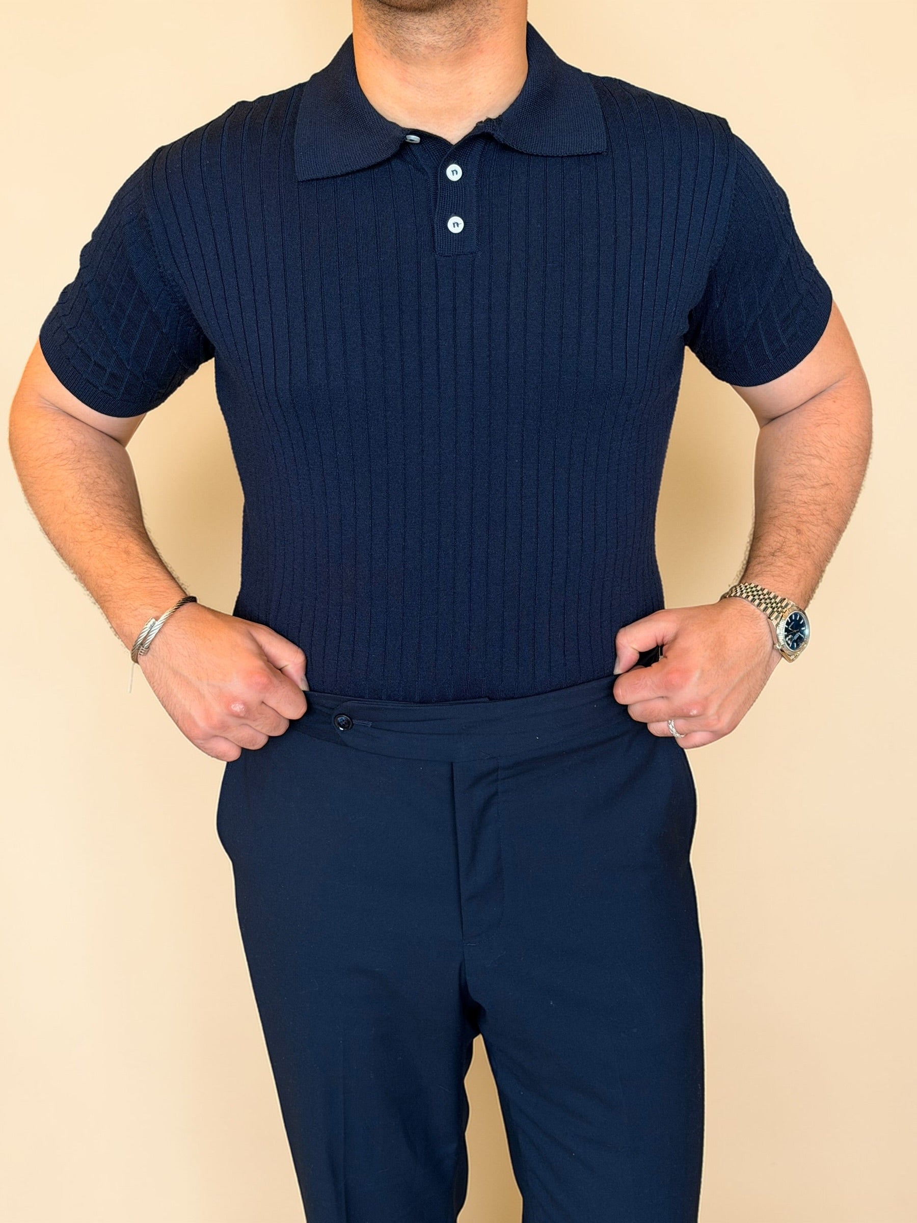 Rip polo Knitwear  - Navy