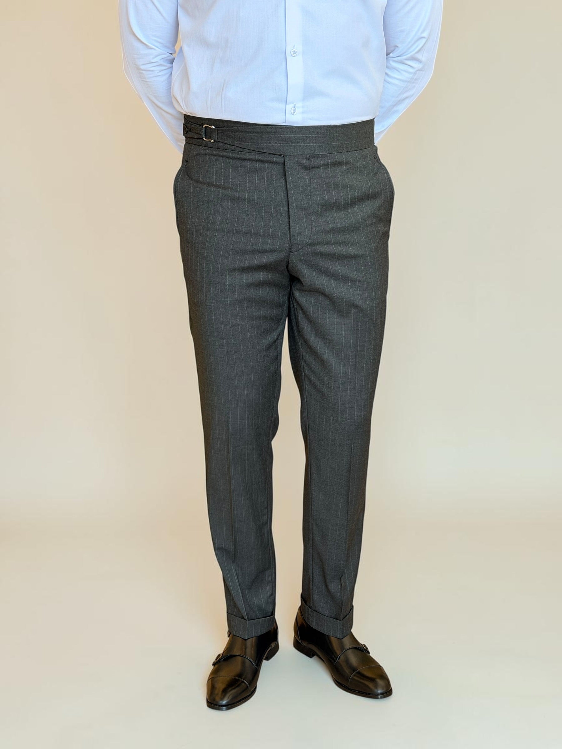One side stripe gurkha trousers - Dark Gray
