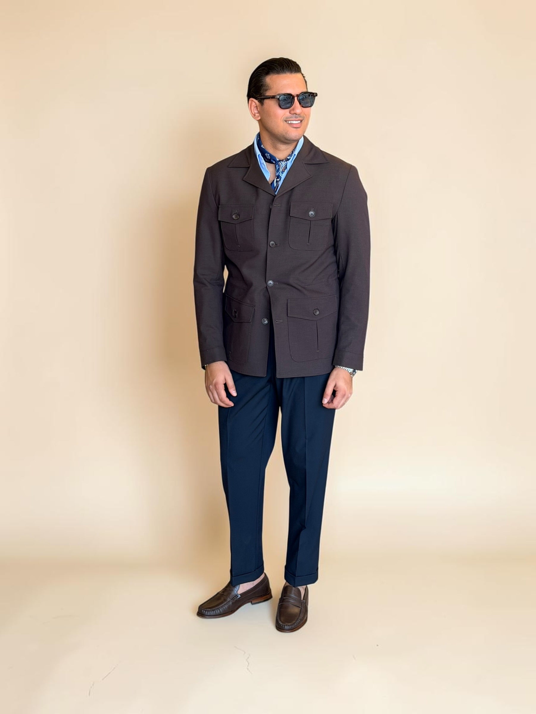 Safari hidden belt Jacket - Brown