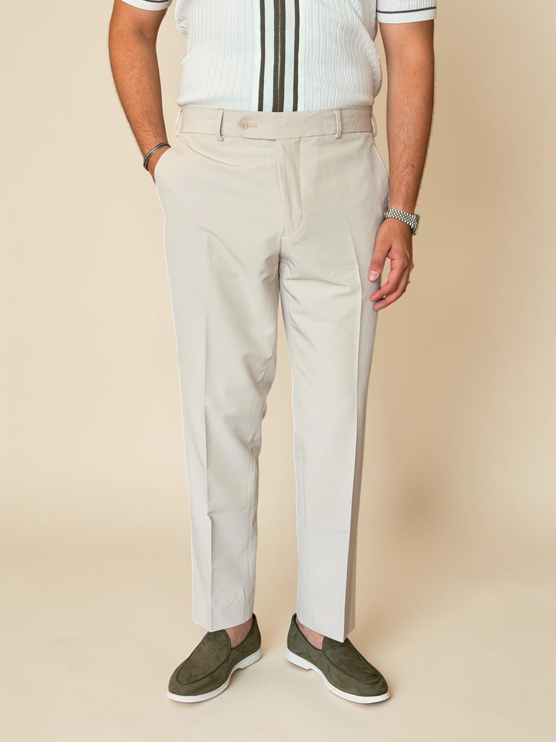 Tailored Lycra Trousers - off white