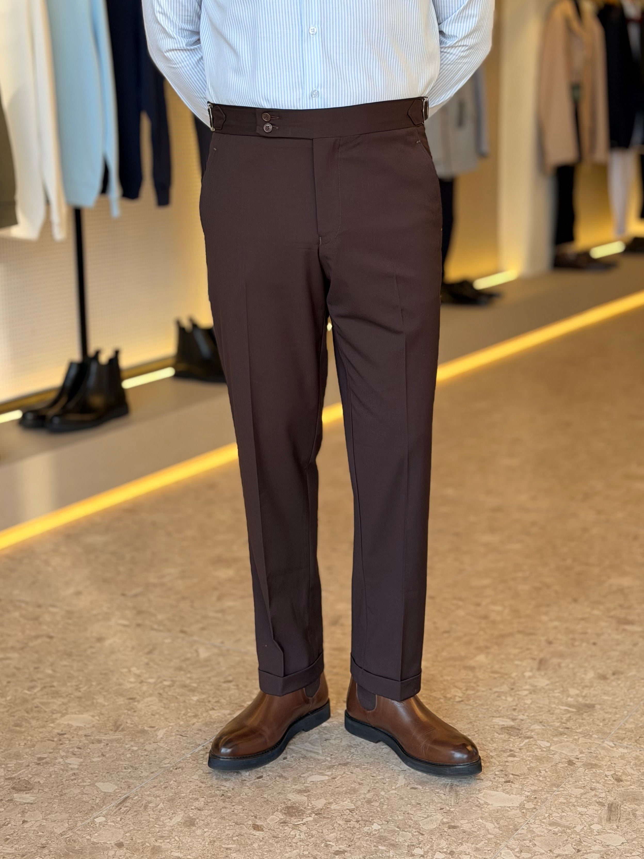 Double button chino trouser - Brown