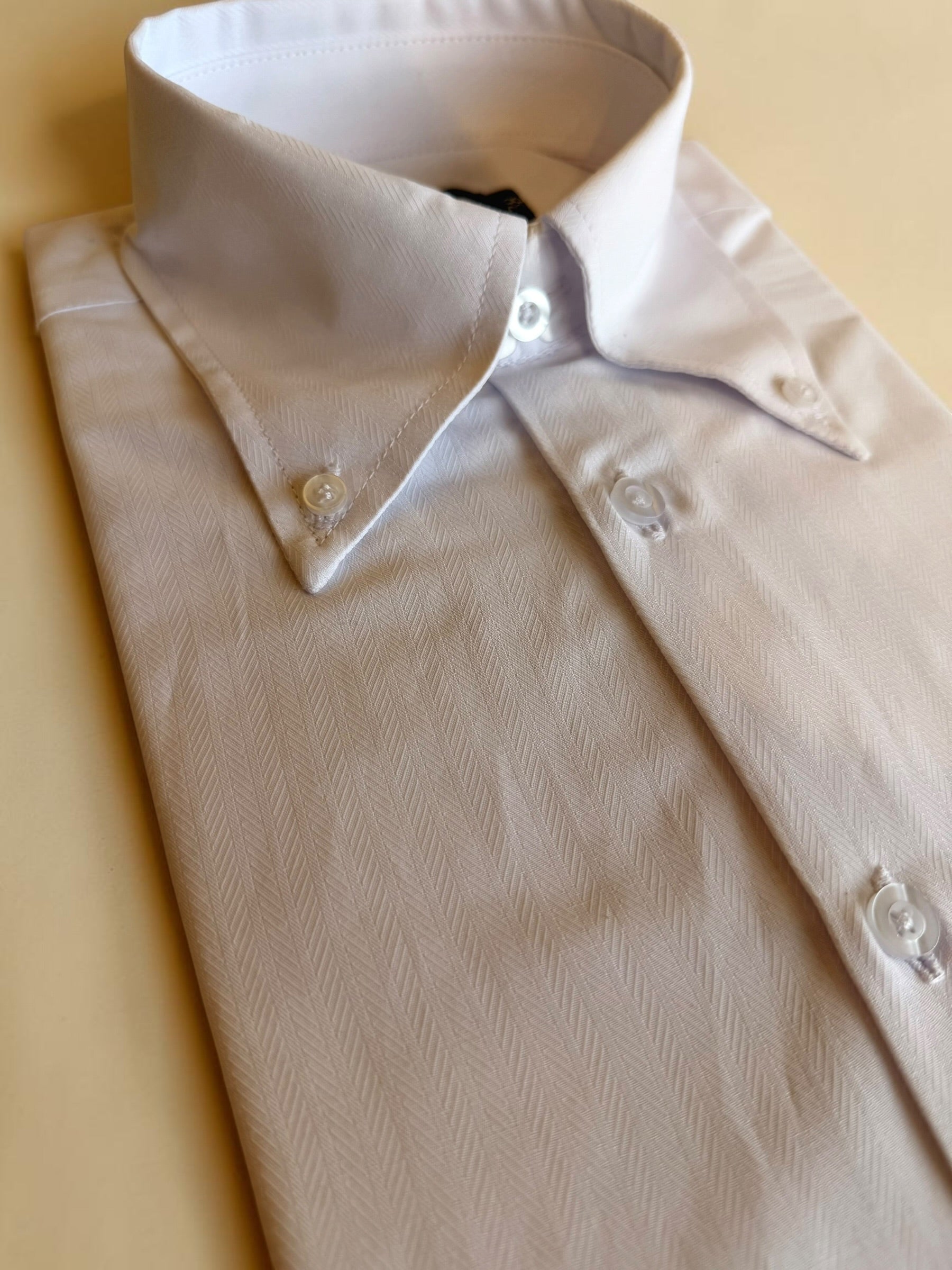Herringbone small pattern classic Shirt – white