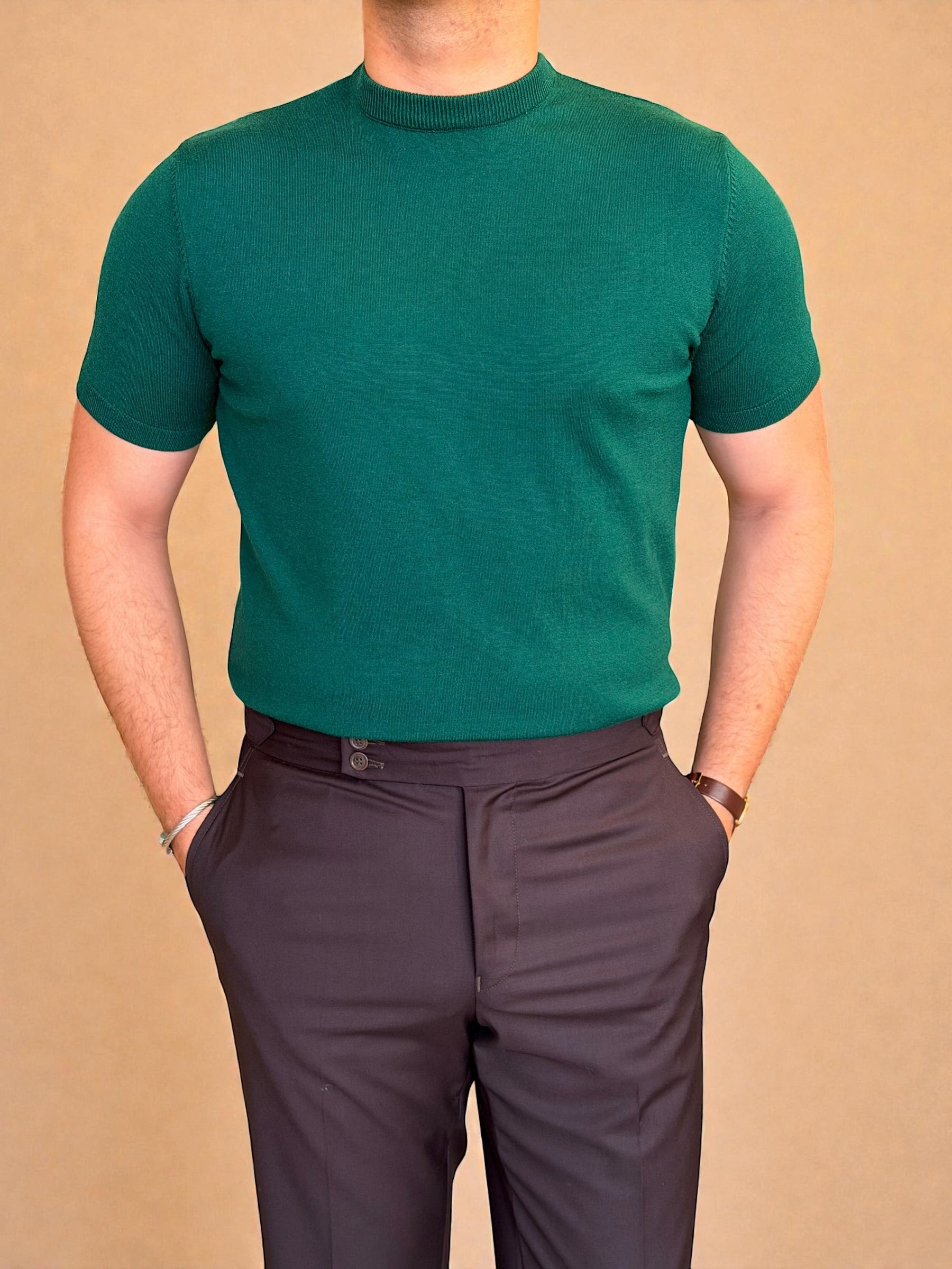 Round Knitwear basic - Green