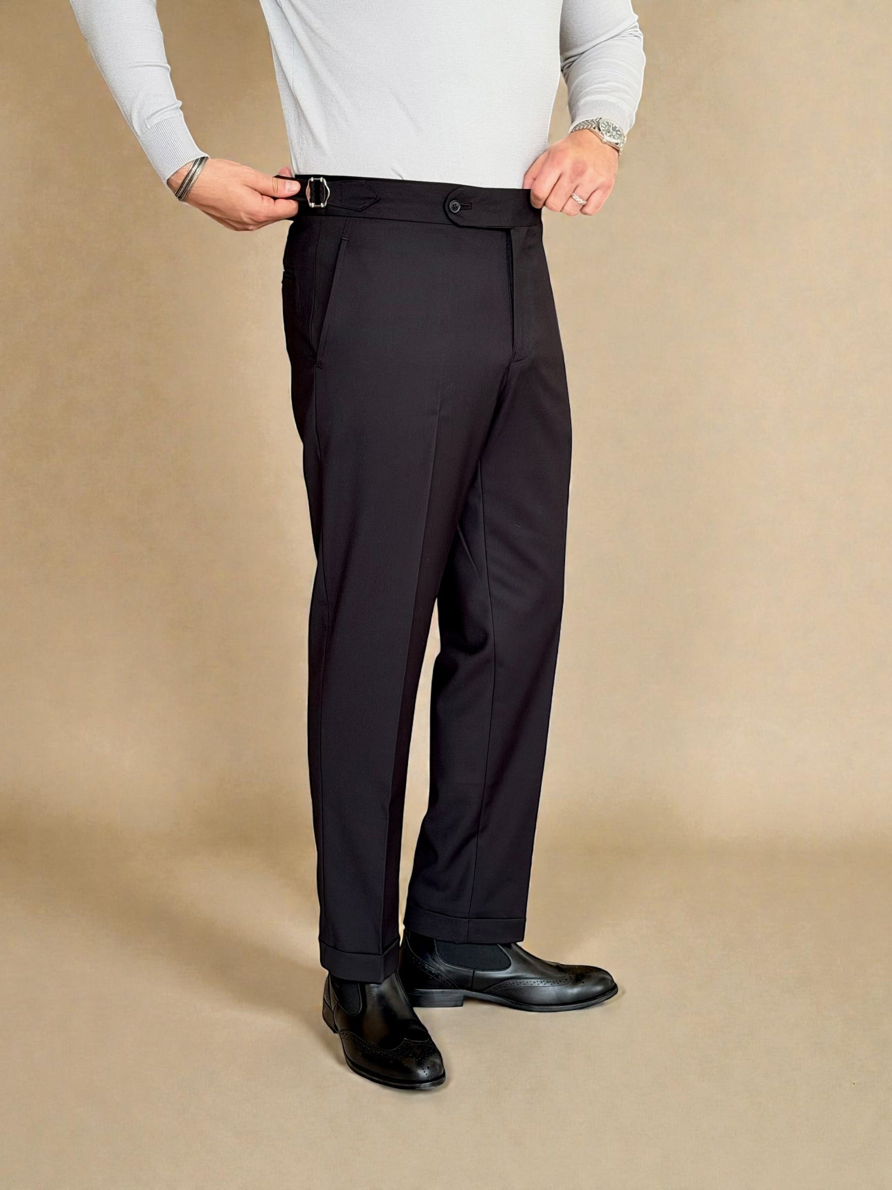 Chino Side Adjuster Trousers - Black