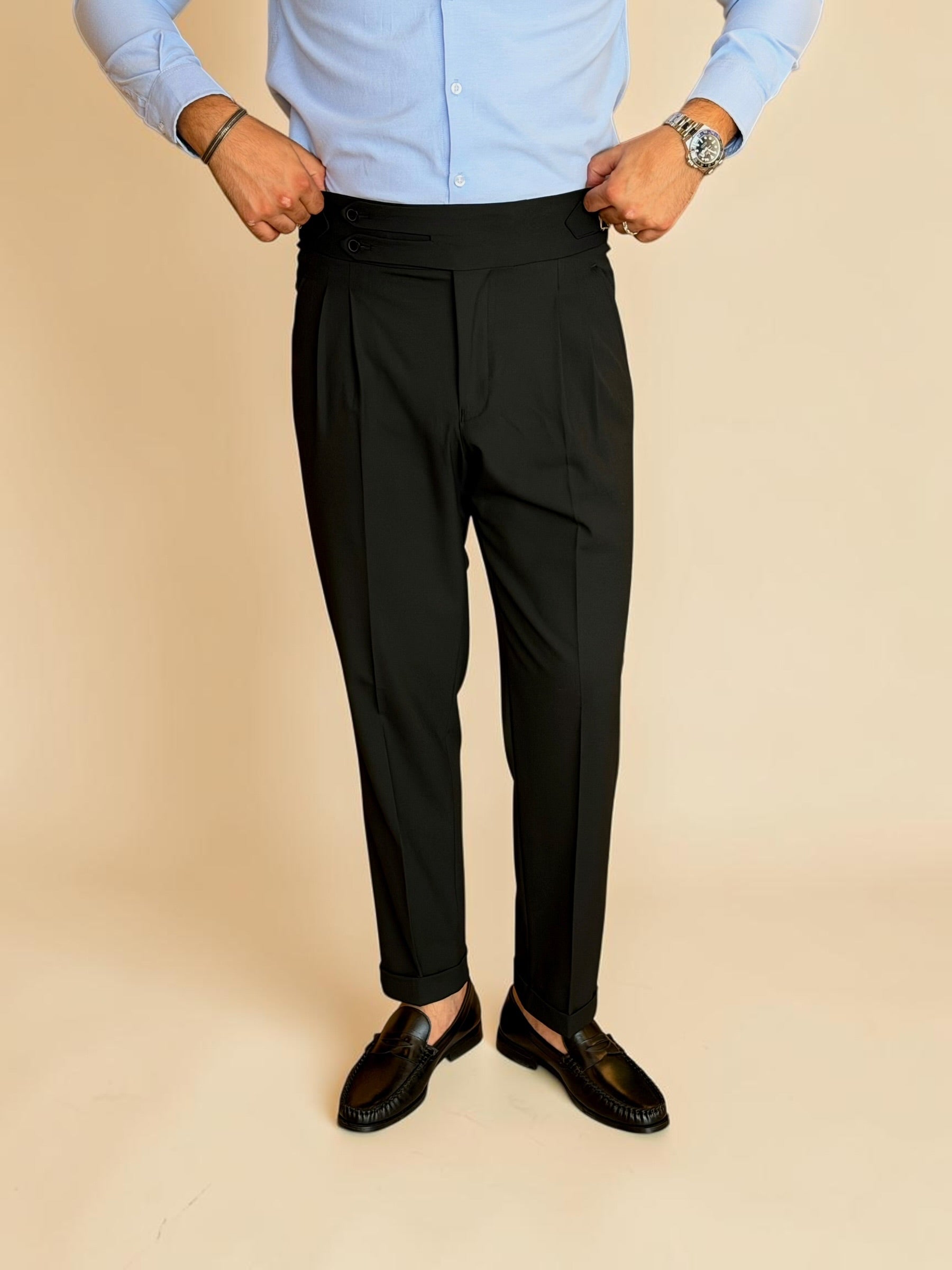 Double-Belt Gurkha Trousers - Black