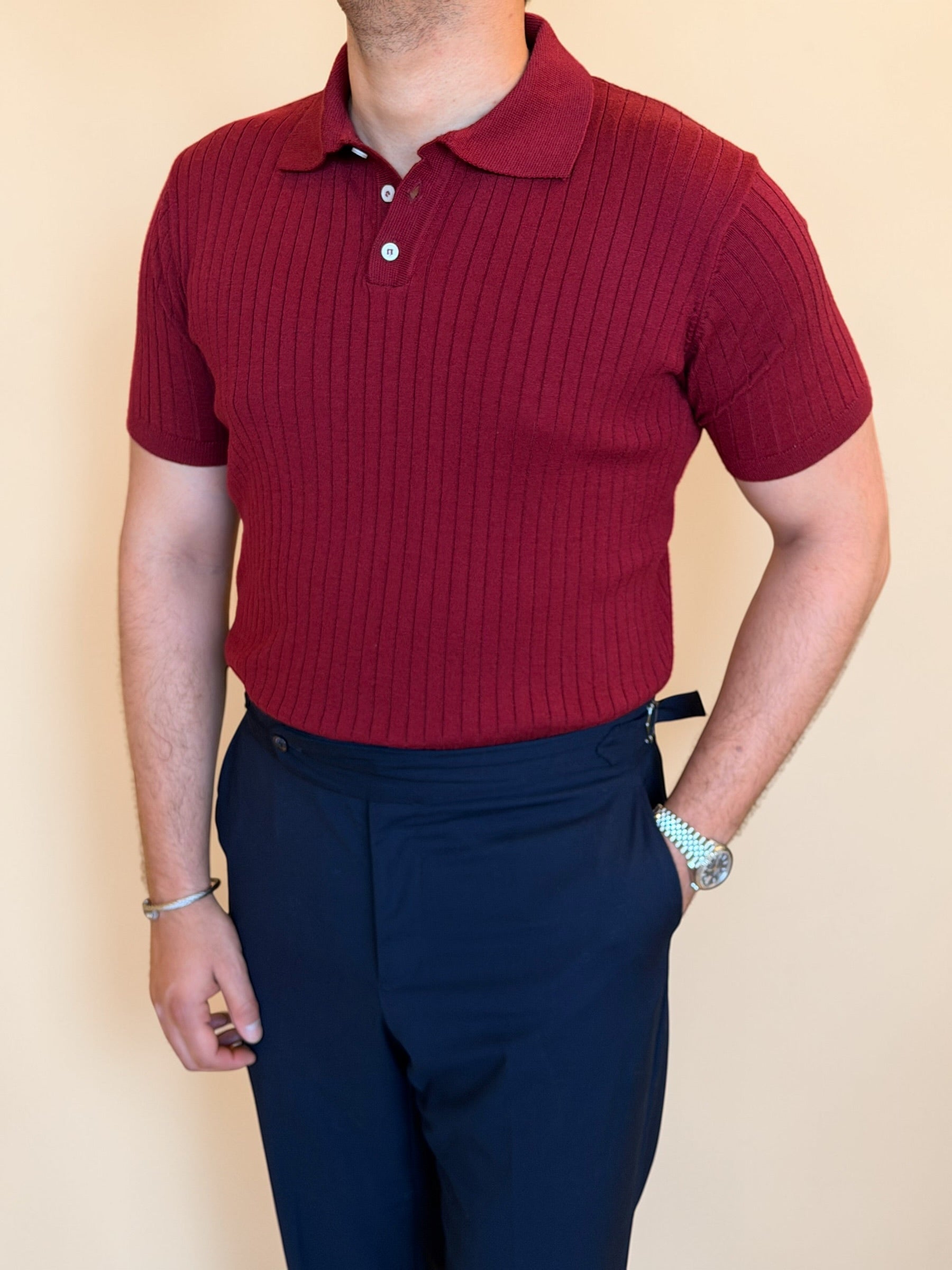 Rip polo Knitwear  - Burgundy