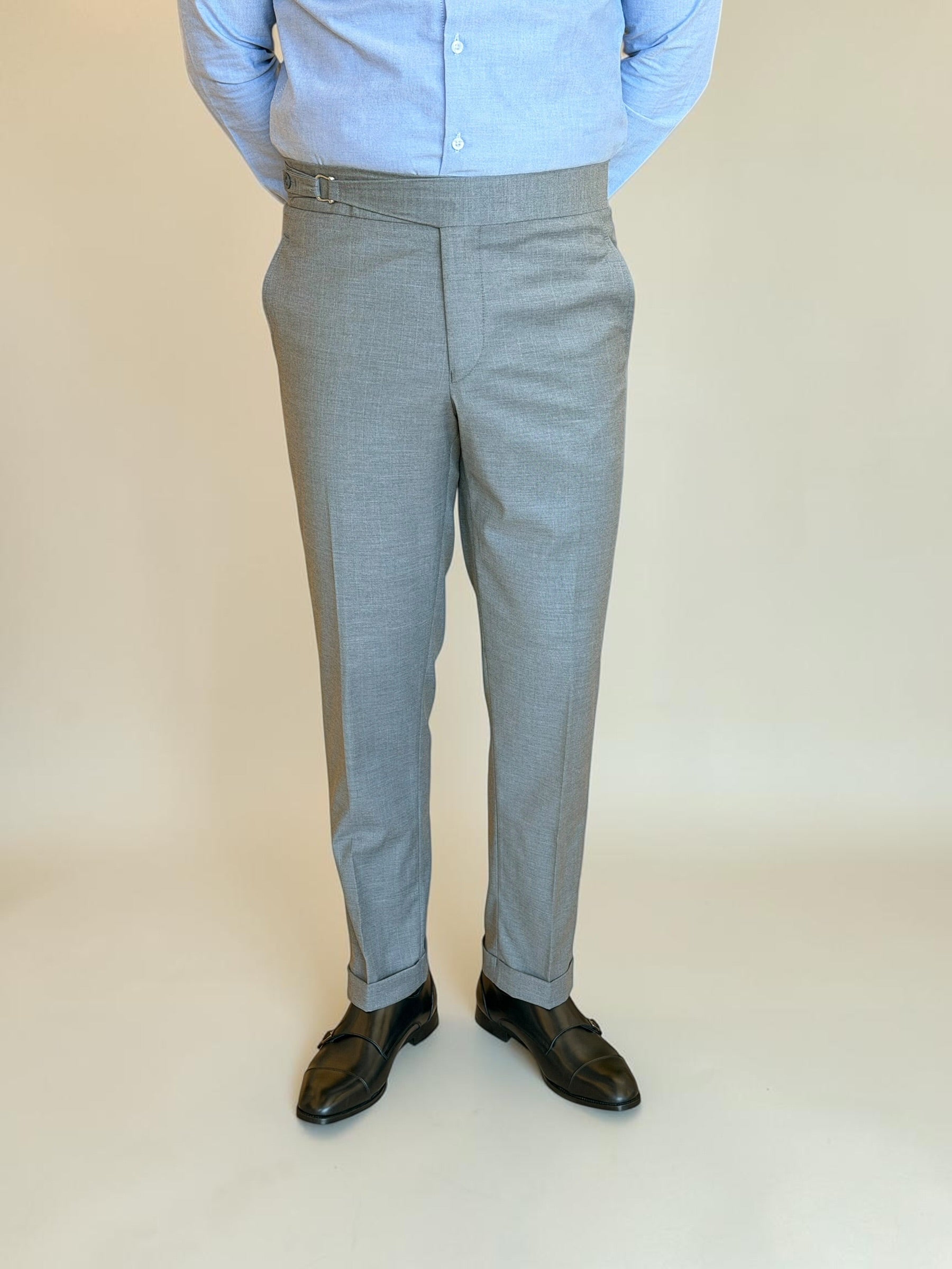 One side stripe gurkha trousers - Gray