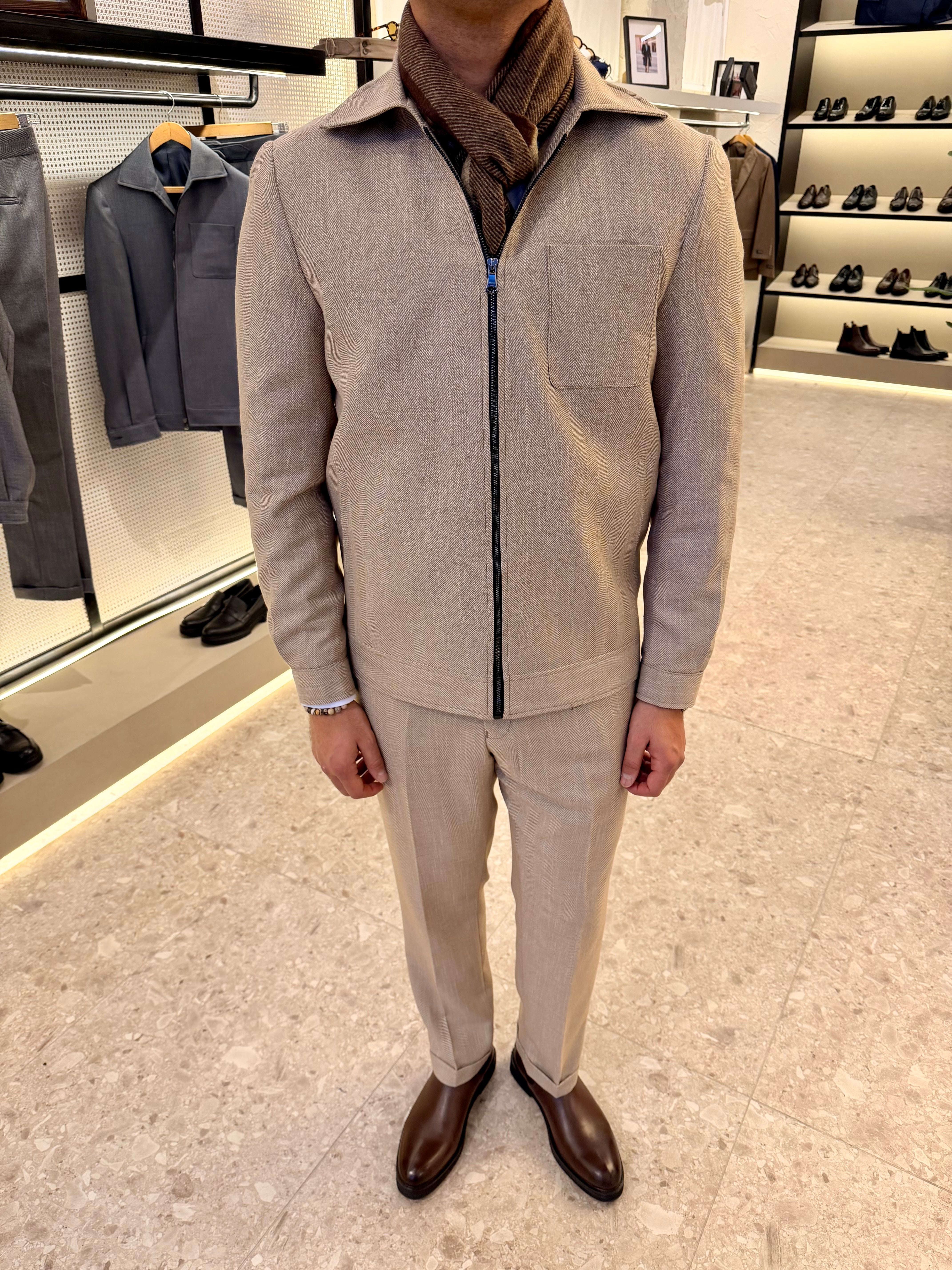 The Herringbone Set - Beige