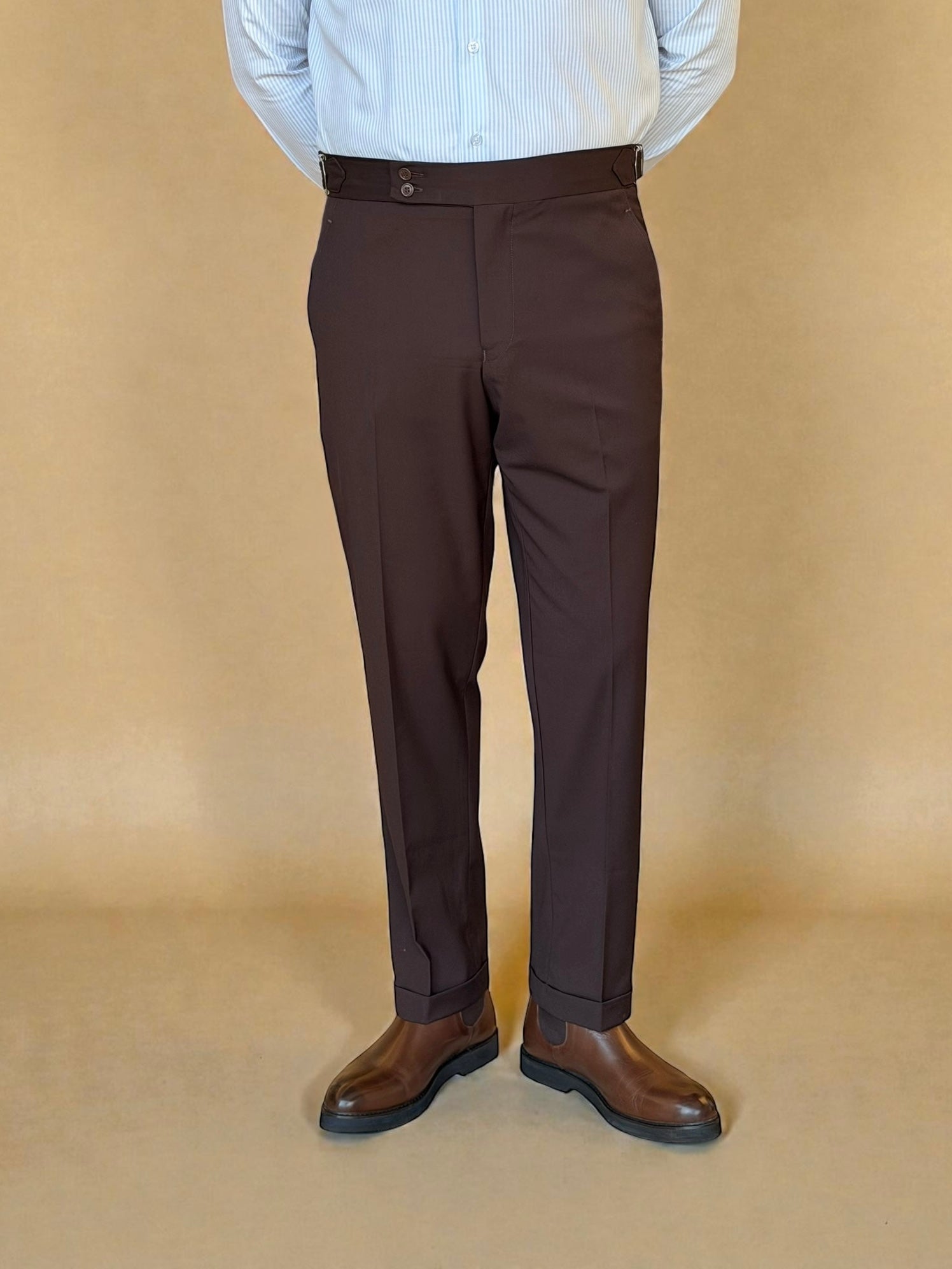 Double button chino trouser - Brown