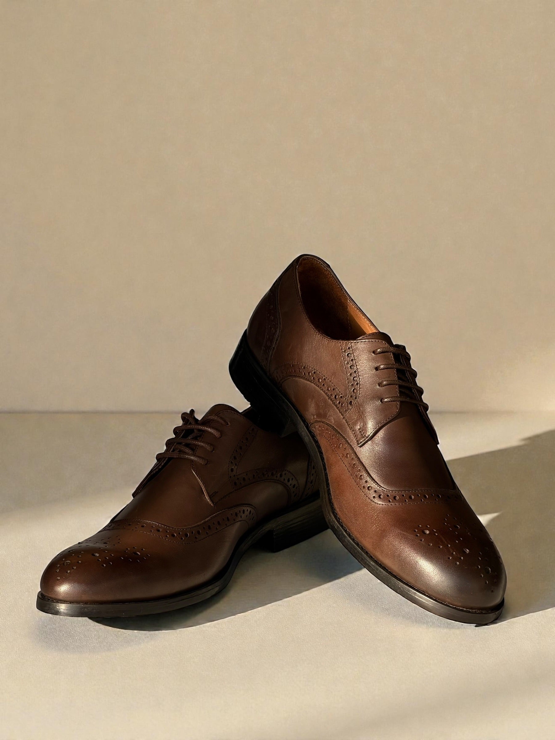 Brouge leather shoes - Brown
