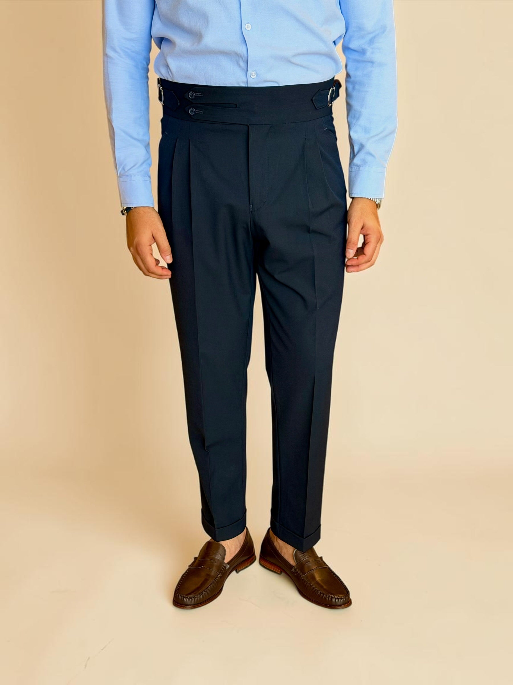 Double-Belt Gurkha Trousers - Navy