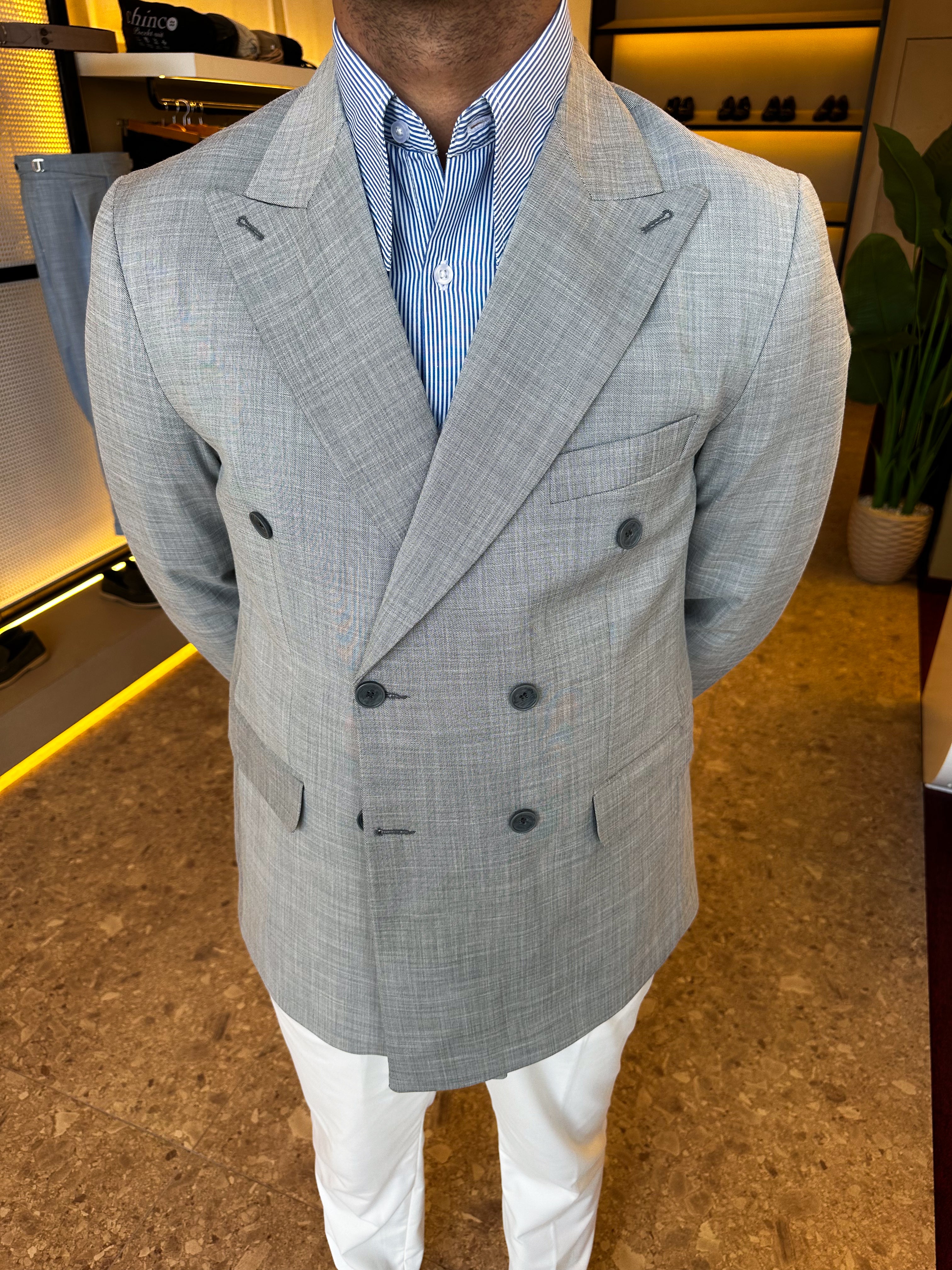 Double breasted blazer - gray