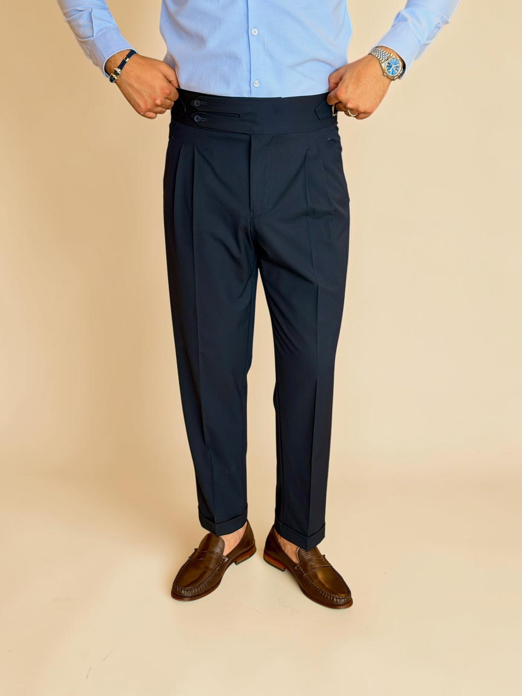 Double-Belt Gurkha Trousers - Navy
