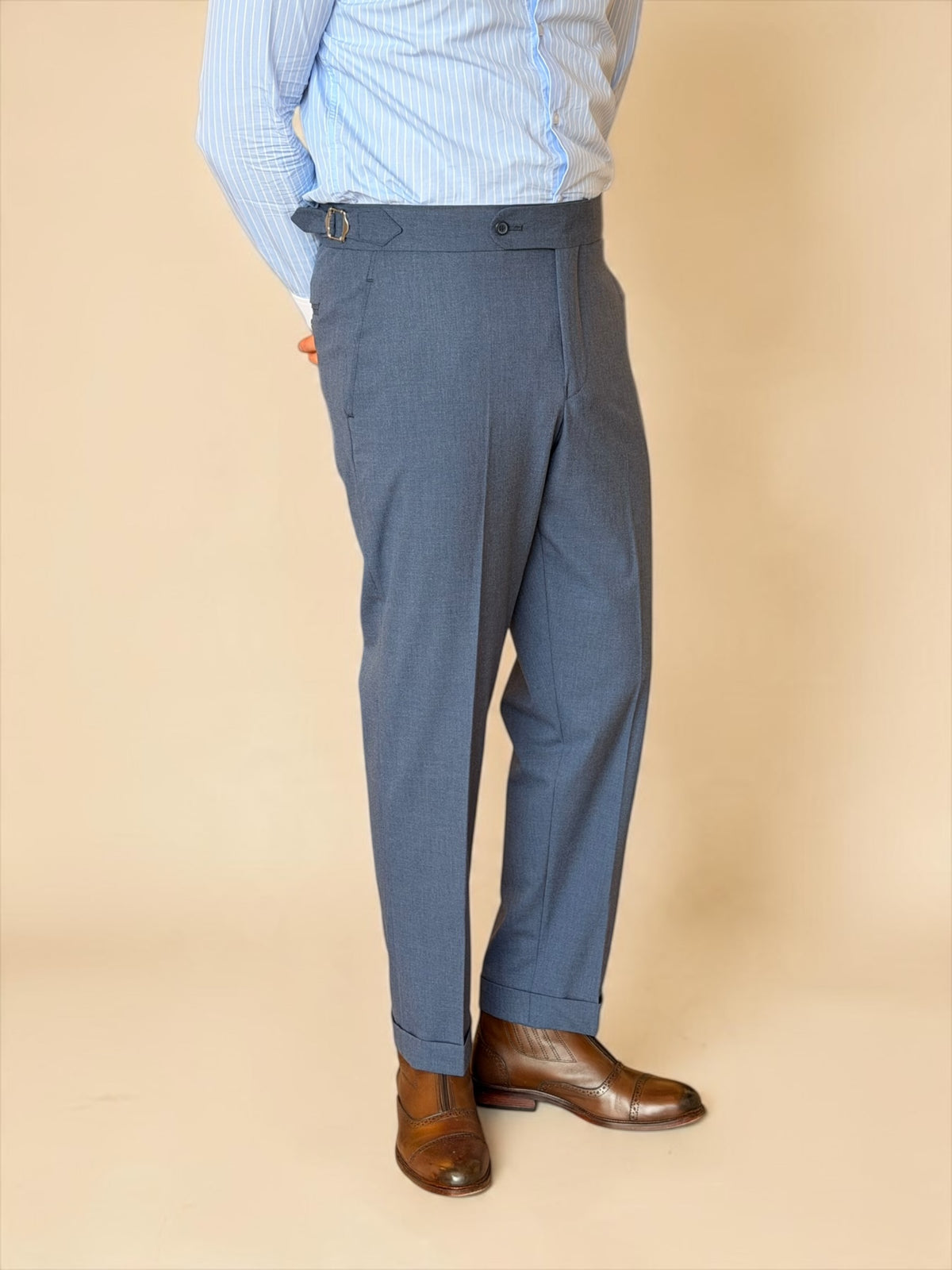 One side stripe gurkha trousers - Blue