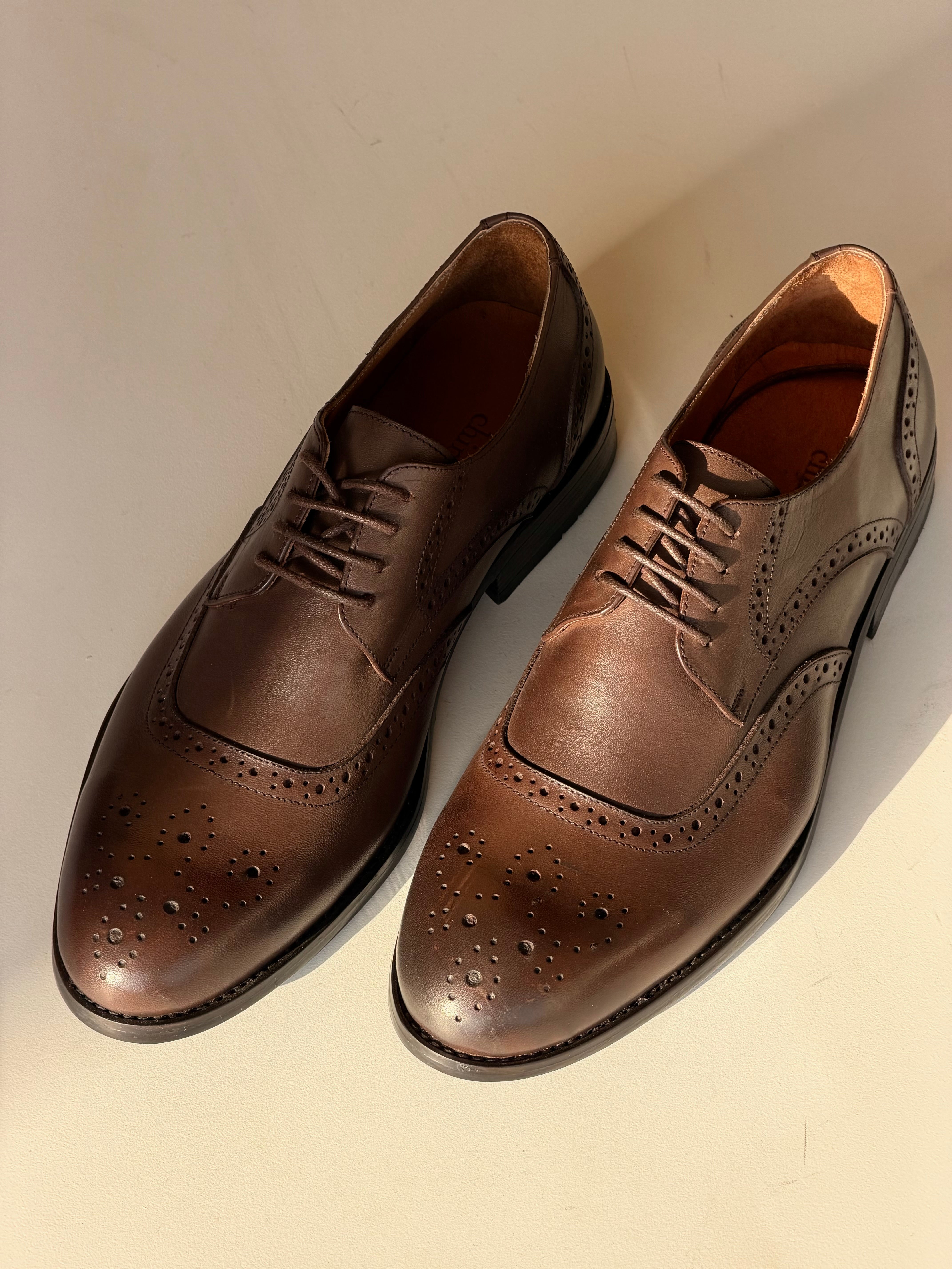 Brouge leather shoes - Brown