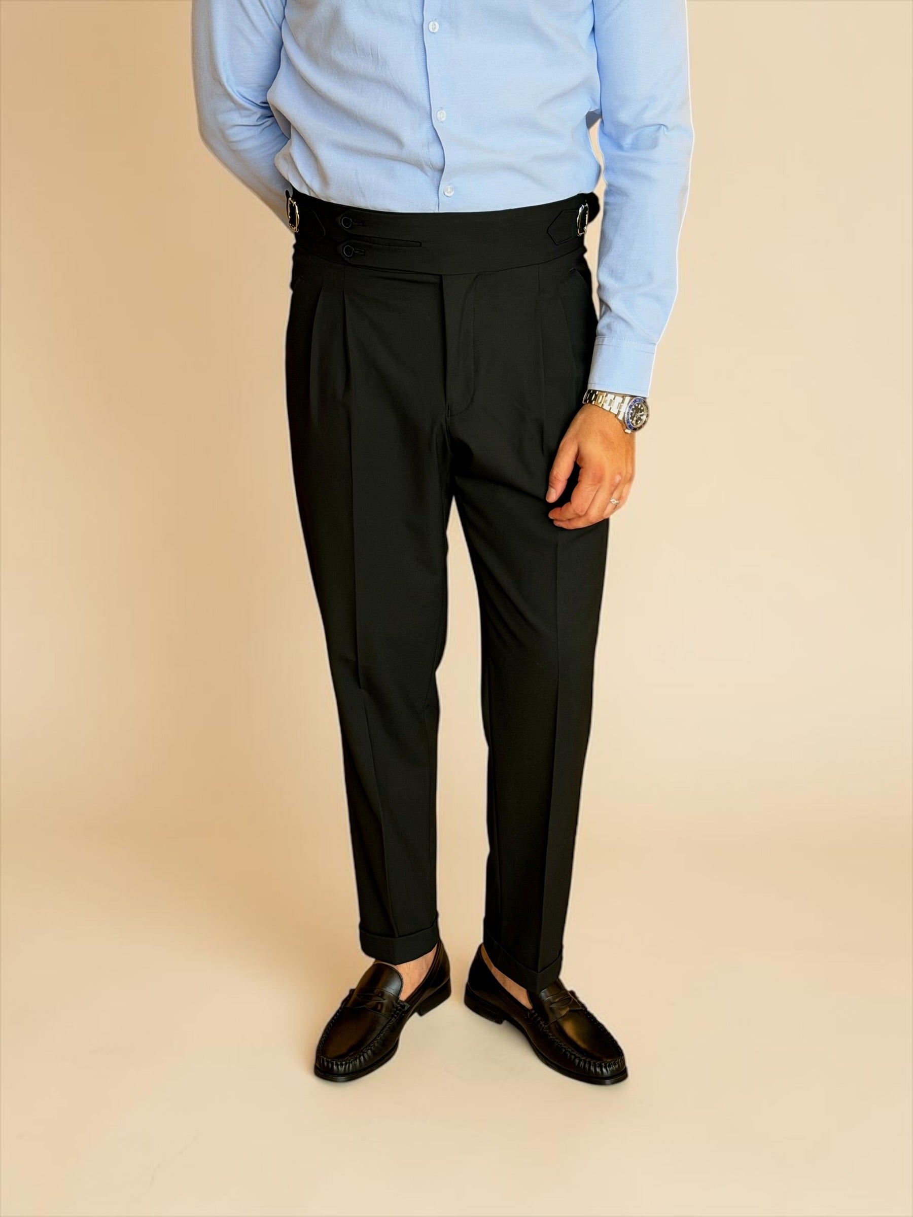 Double-Belt Gurkha Trousers - Black