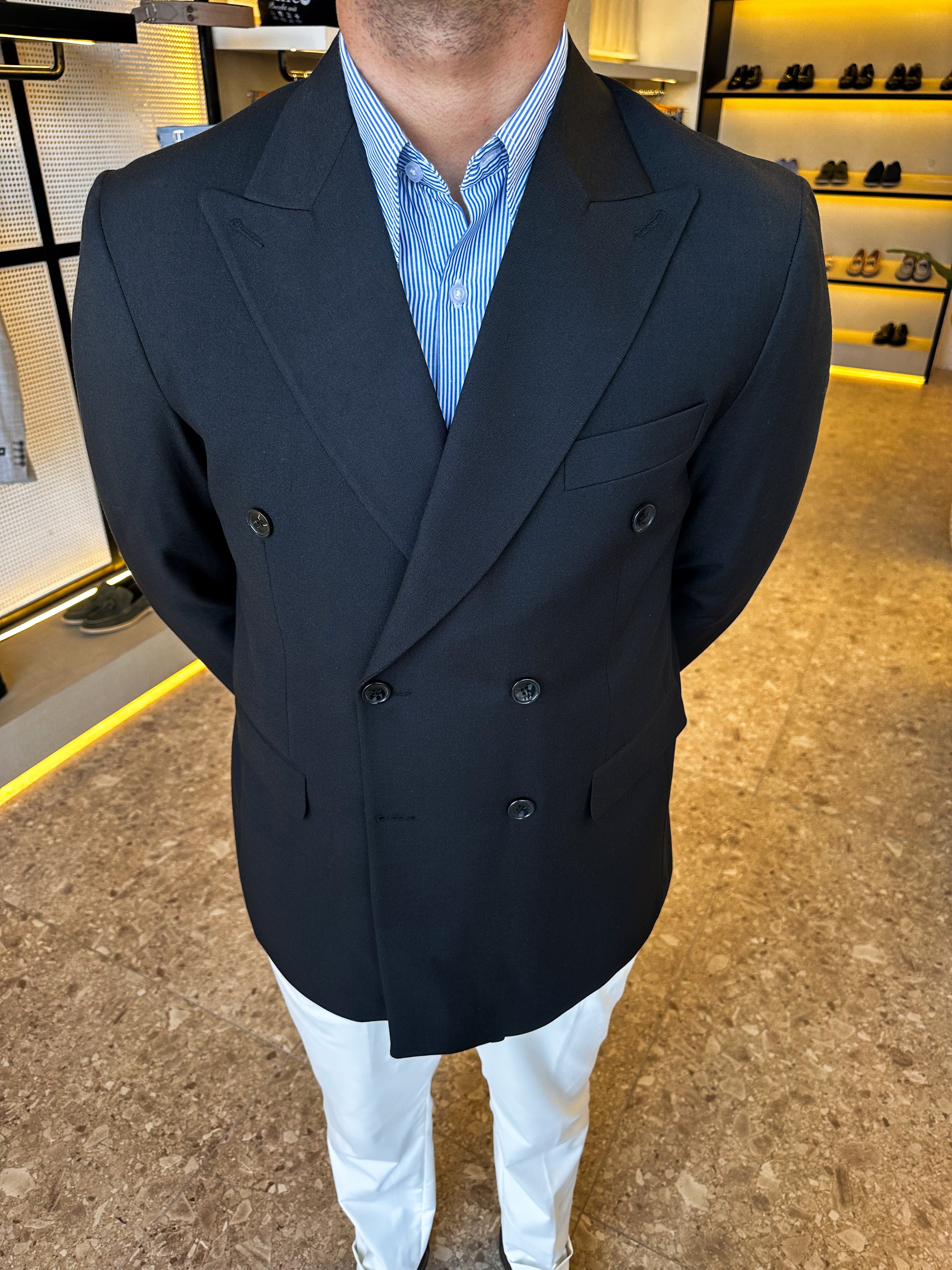 Double breasted blazer - black