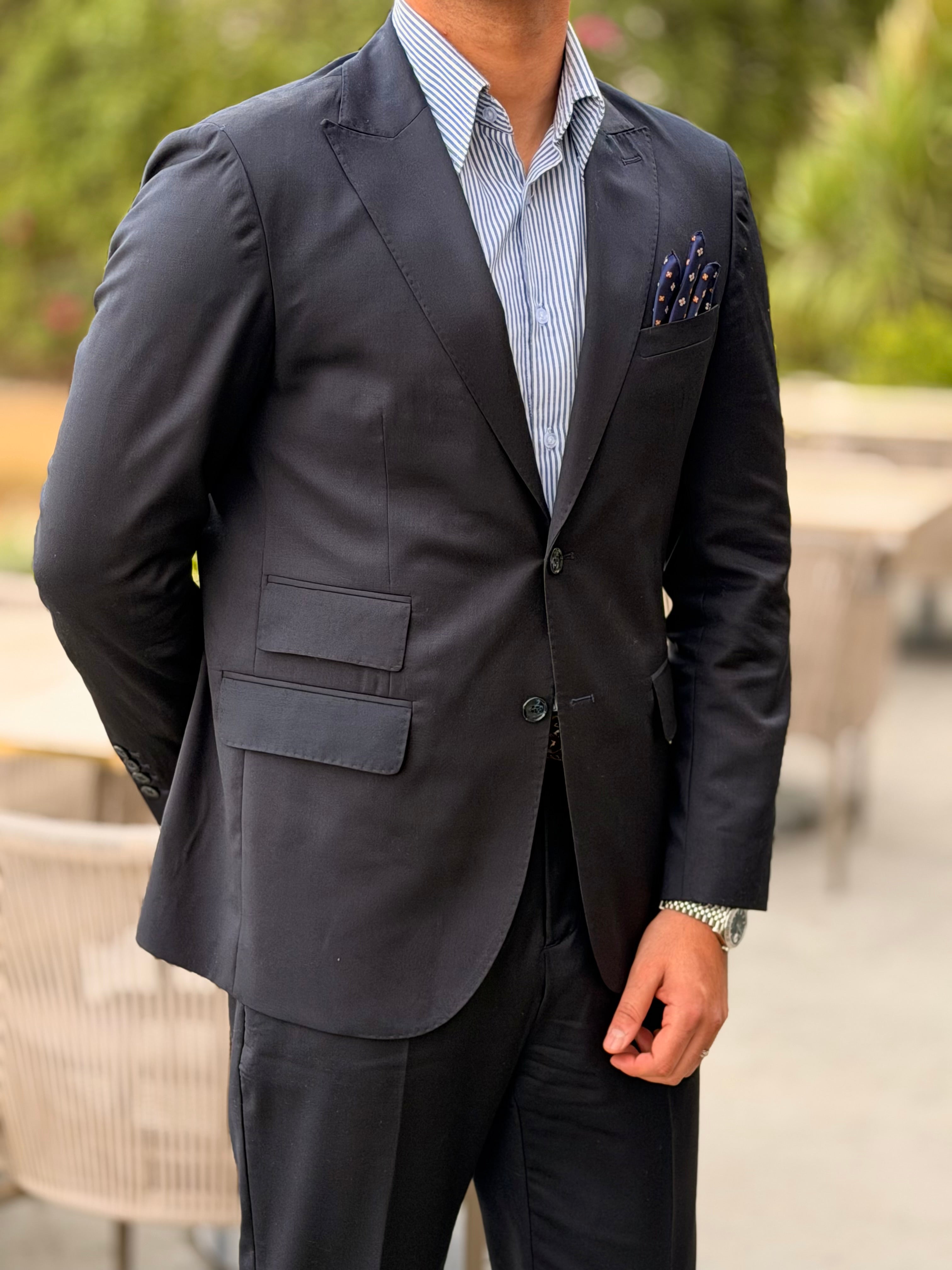 100% Wool two pockets suit - Navy