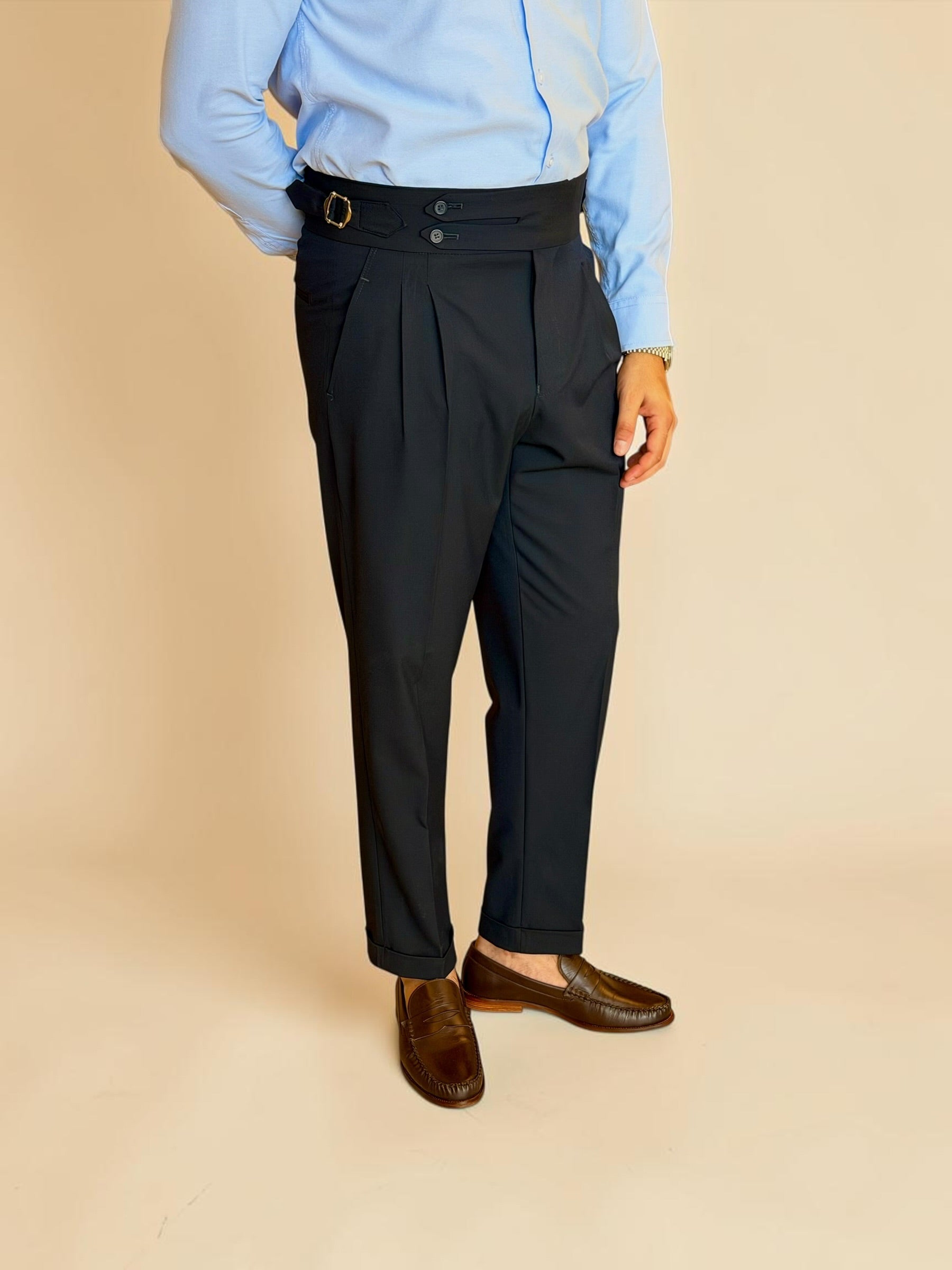 Double-Belt Gurkha Trousers - Navy
