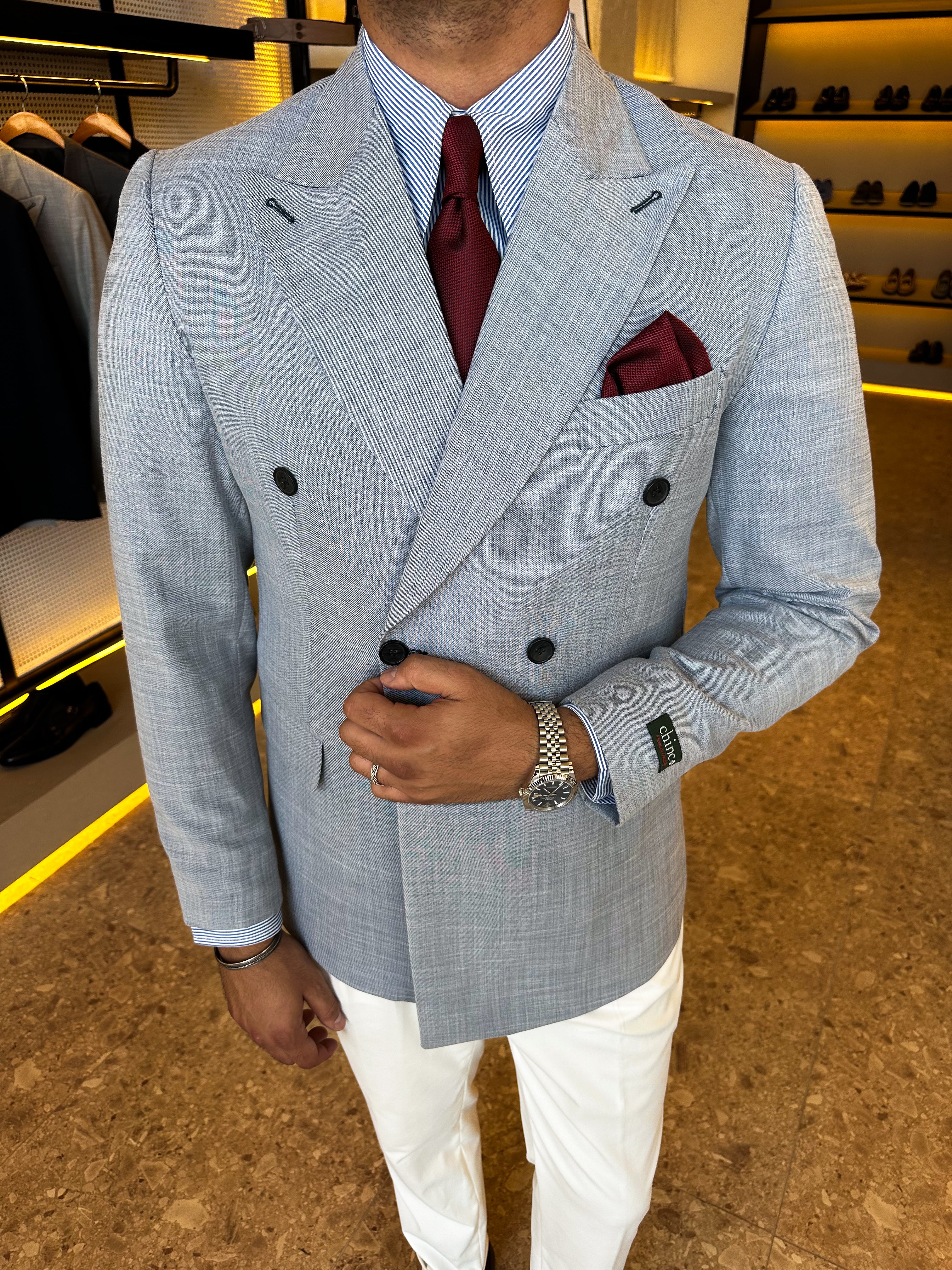 Double breasted blazer - baby blue