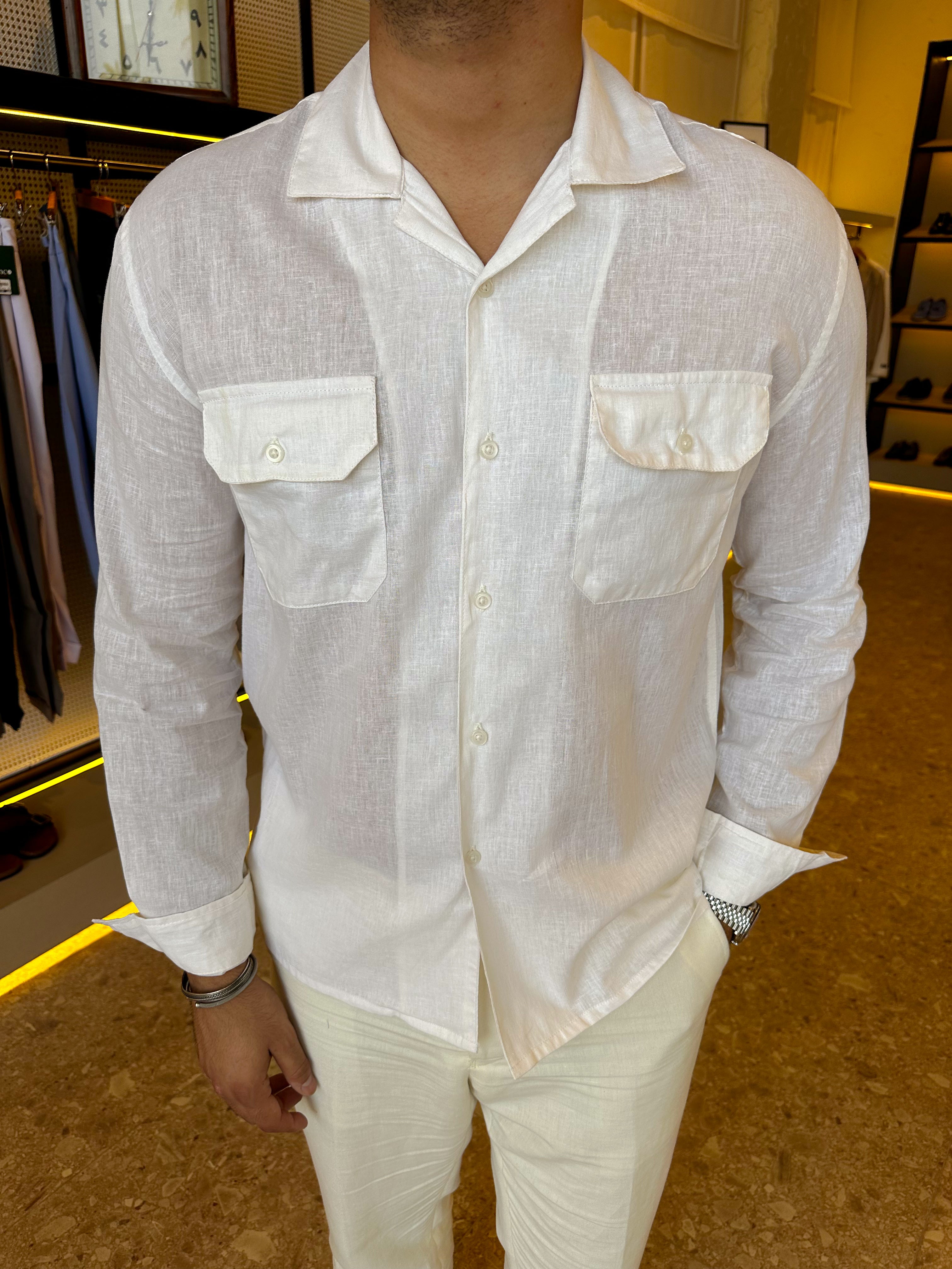 Safari pure linen chemise - off white