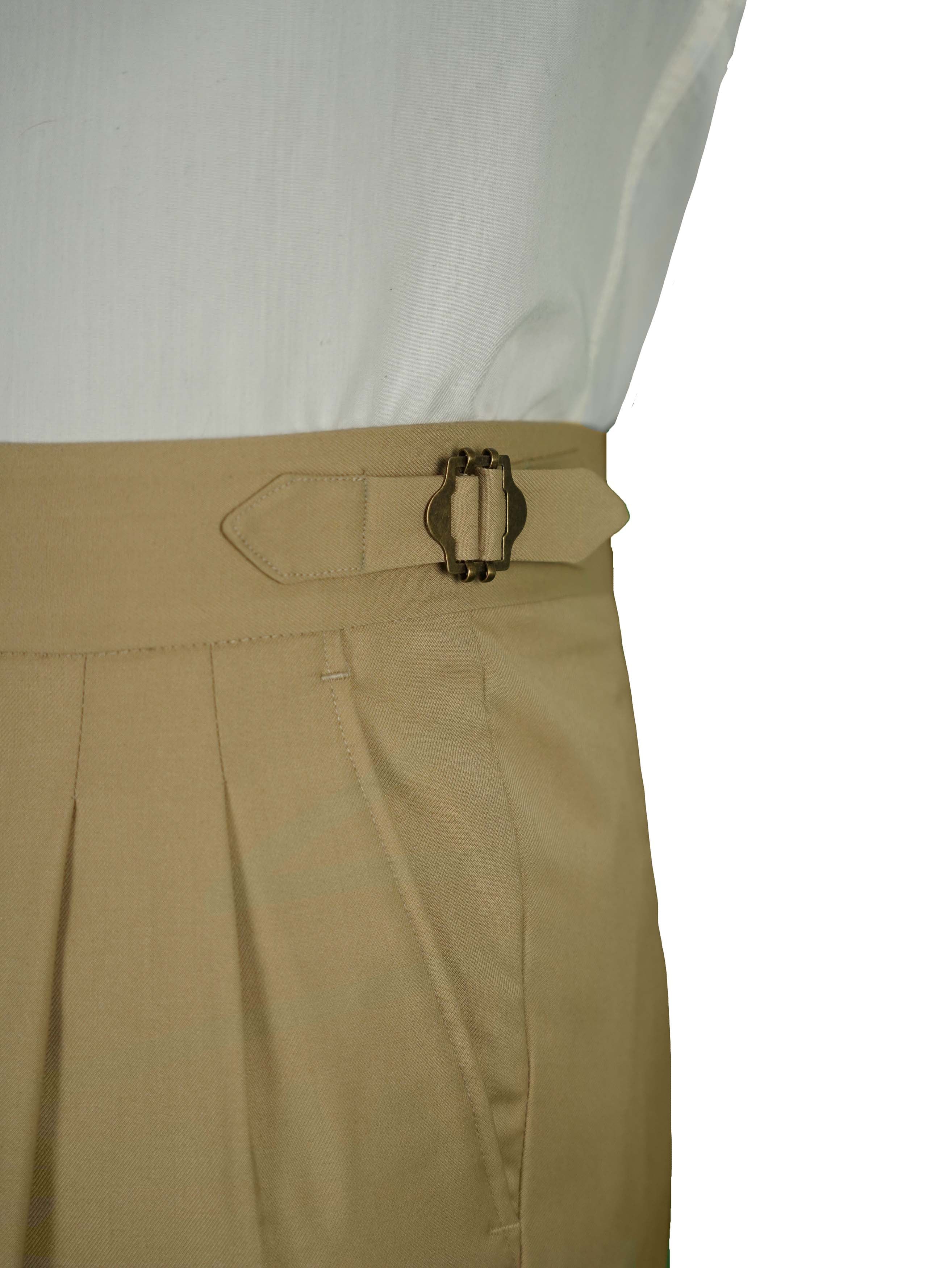 two button hight waits Gurkha trousers - Beige