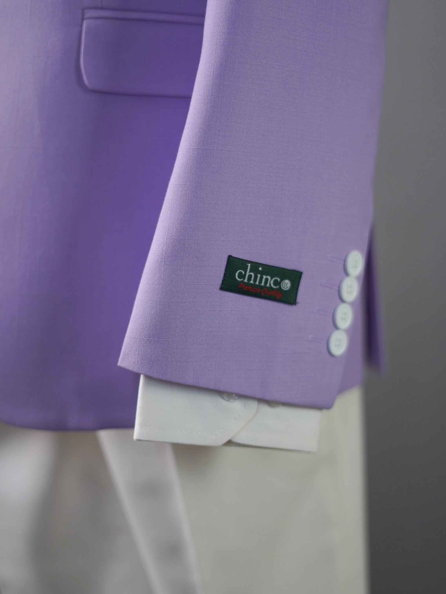 Linen wide peak lapel blazer-Lavender