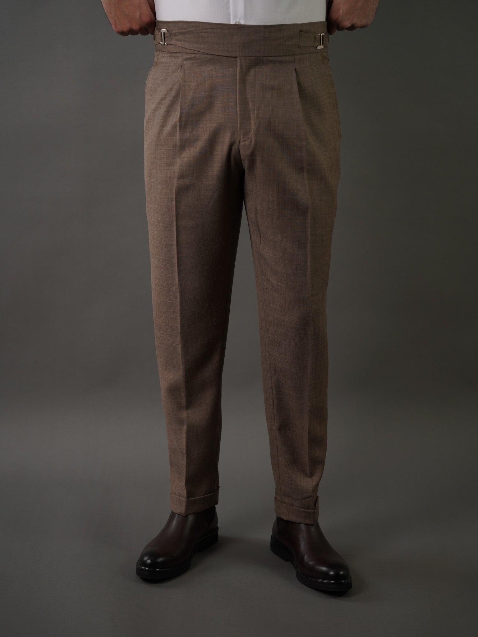 Hook two side Gurkha trousers	- brown