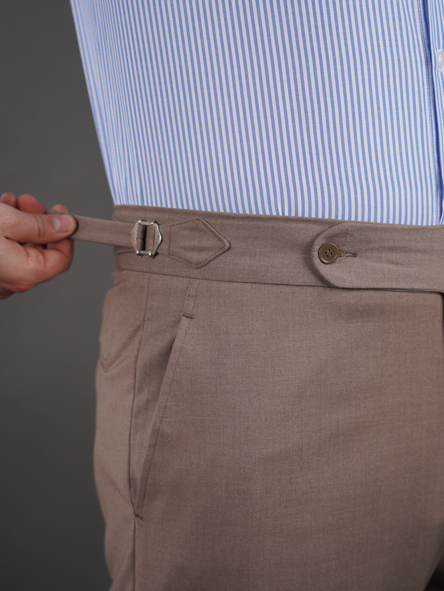 slim  fit chino high waist trousers - CACAO