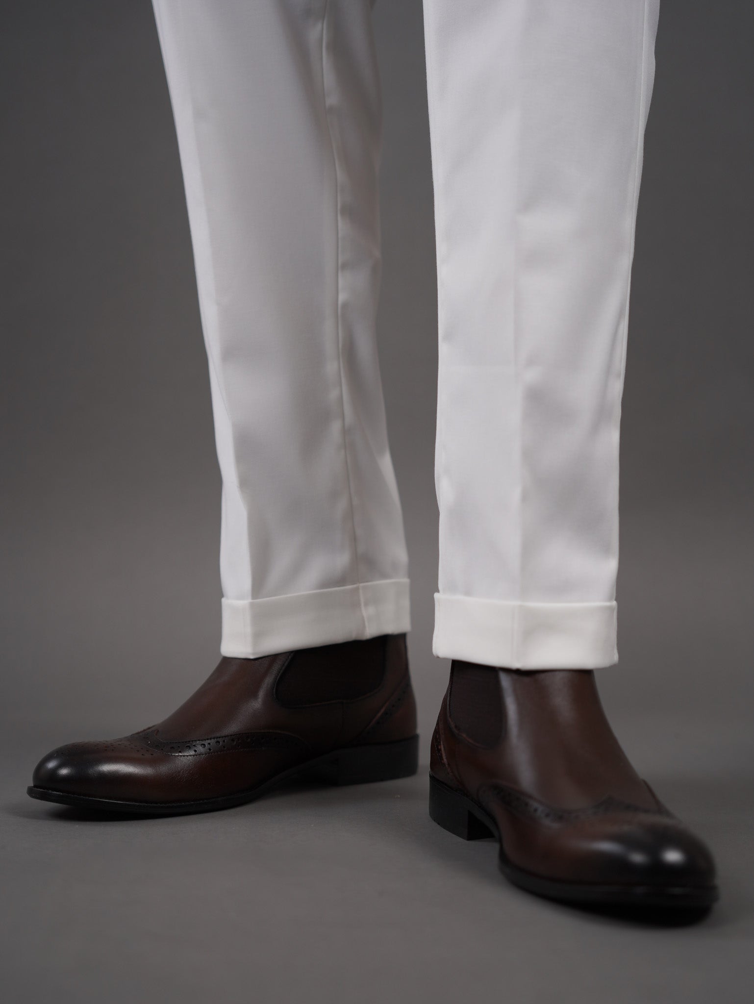 slim  fit chino high waist trousers - OFF WHITE