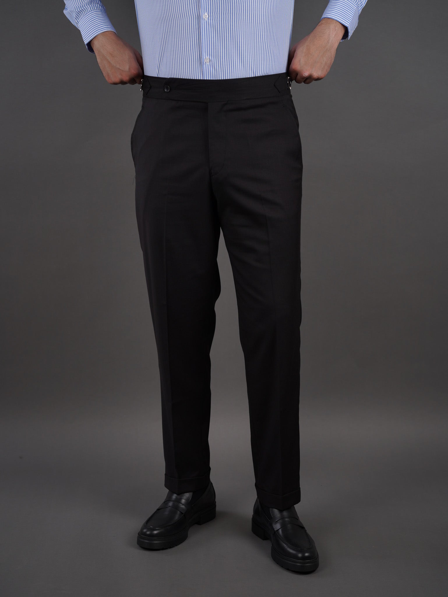 slim  fit chino high waist trousers - BLACK S