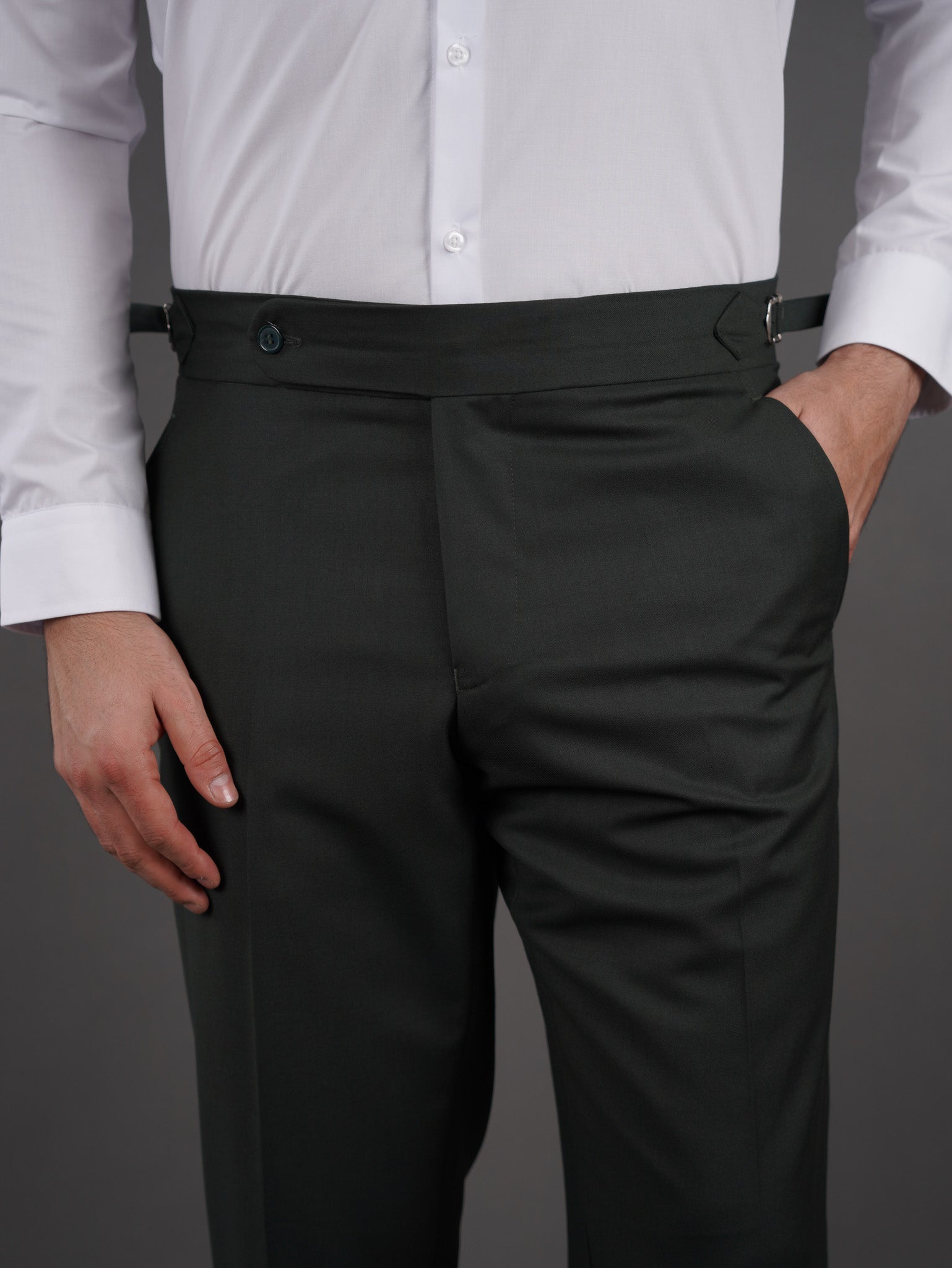 slim  fit chino high waist trousers - olive