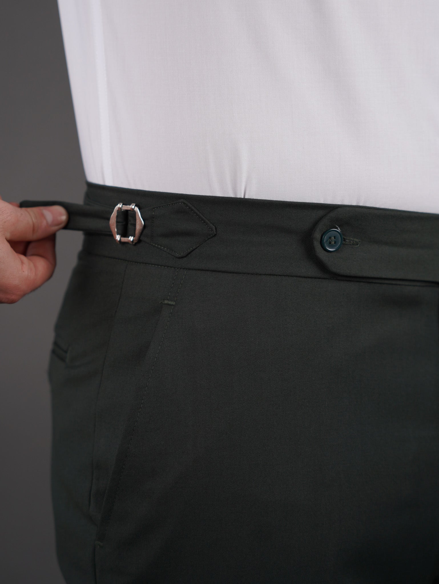 slim  fit chino high waist trousers - olive