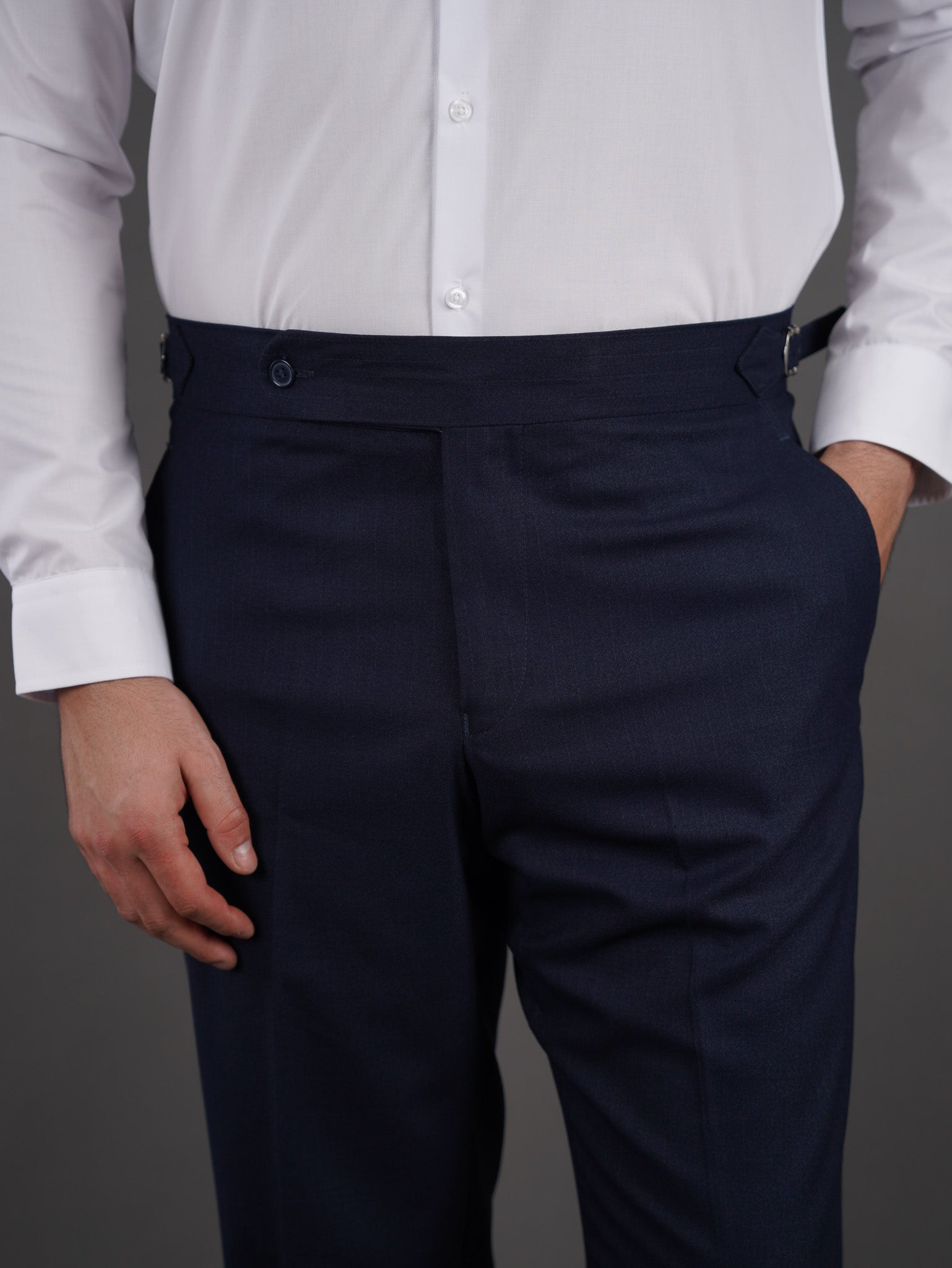slim  fit chino high waist trousers -  NAVY S